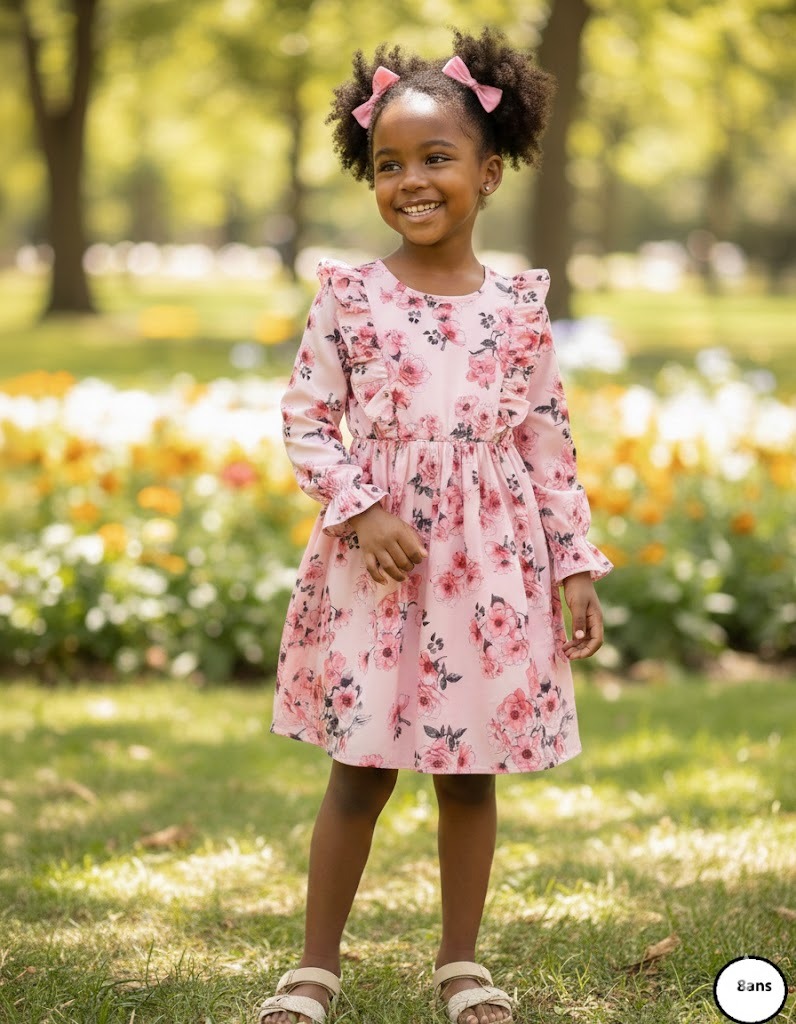 Robe rose fleurie pour fille