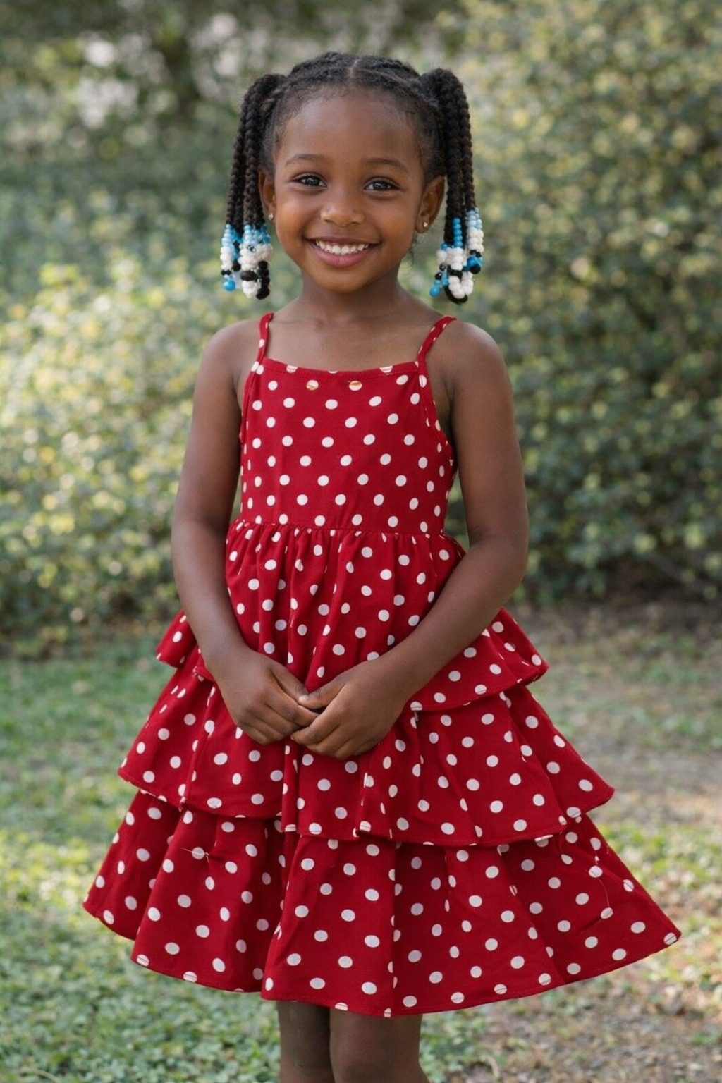 Robe rouge à pois enfant