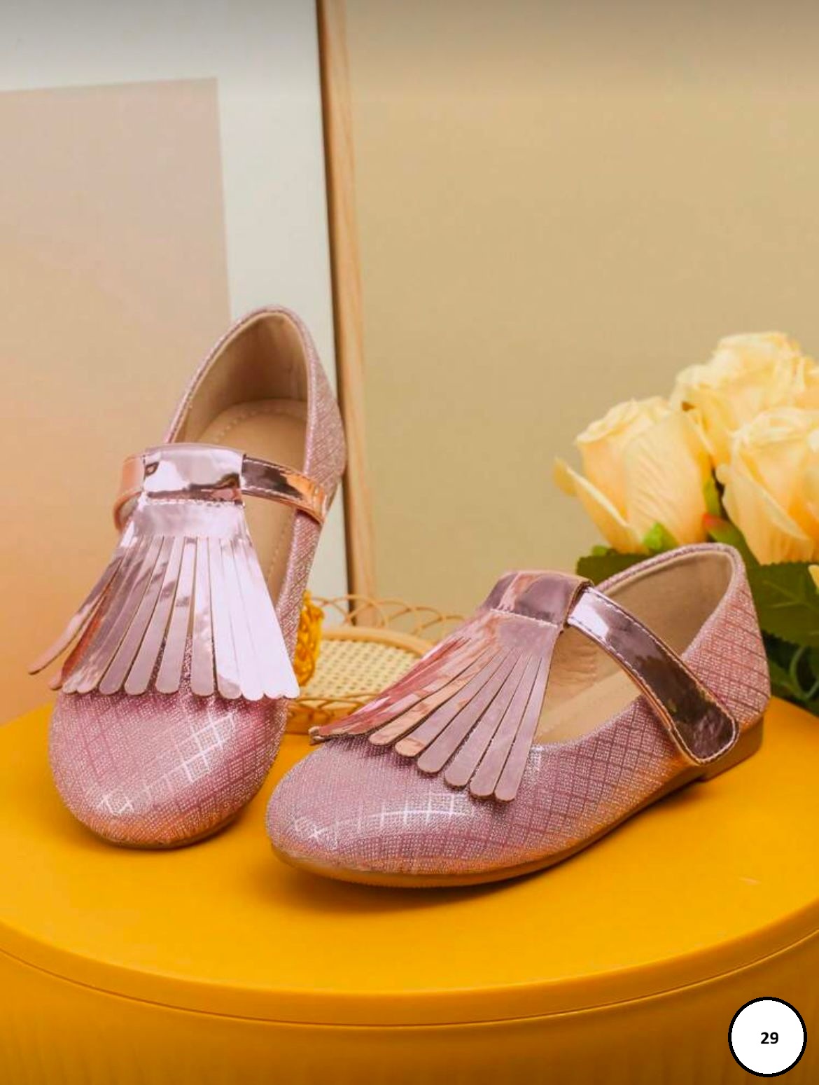 Ballerines Rose à Franges Métalliques