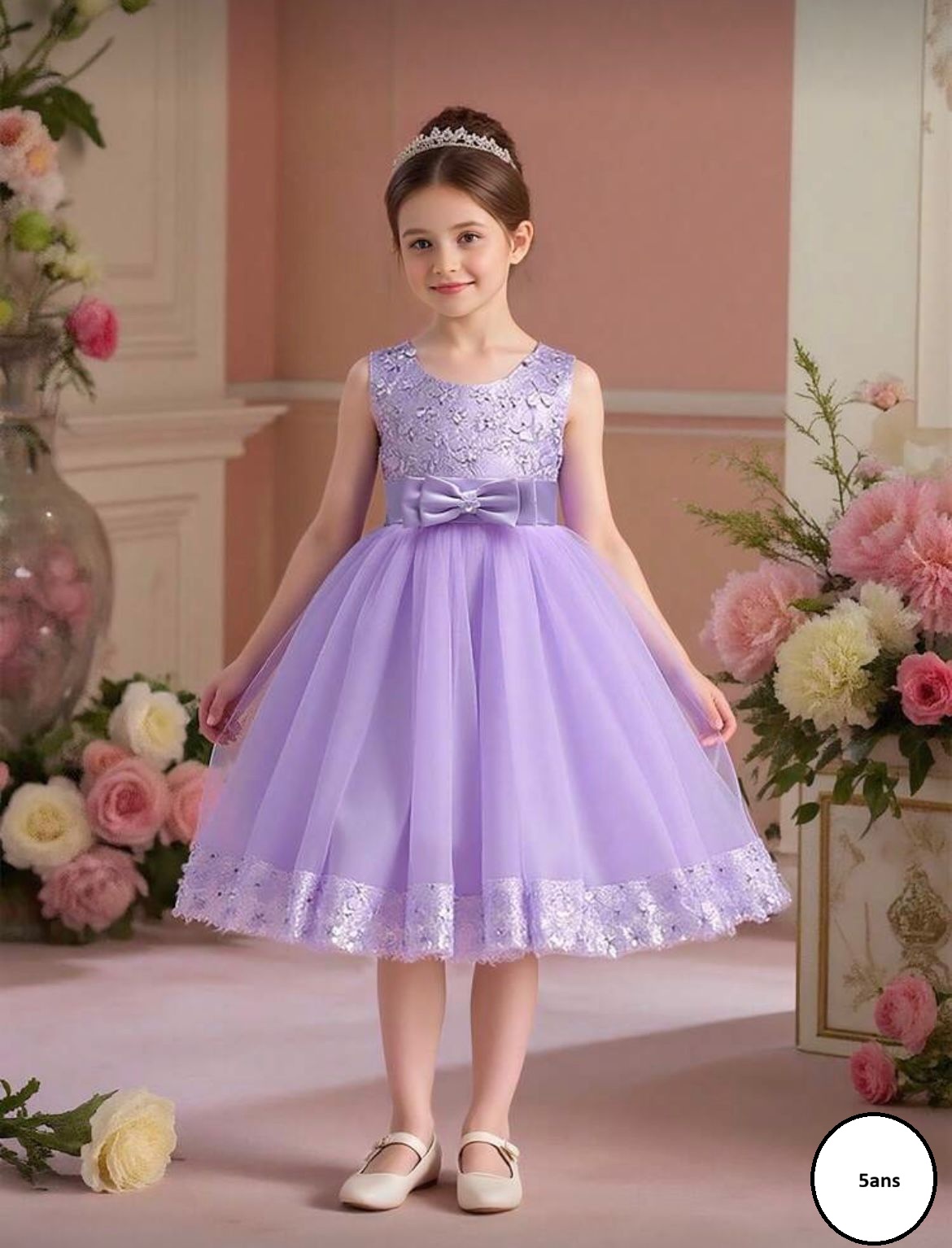 Robe de cérémonie fillette lavande