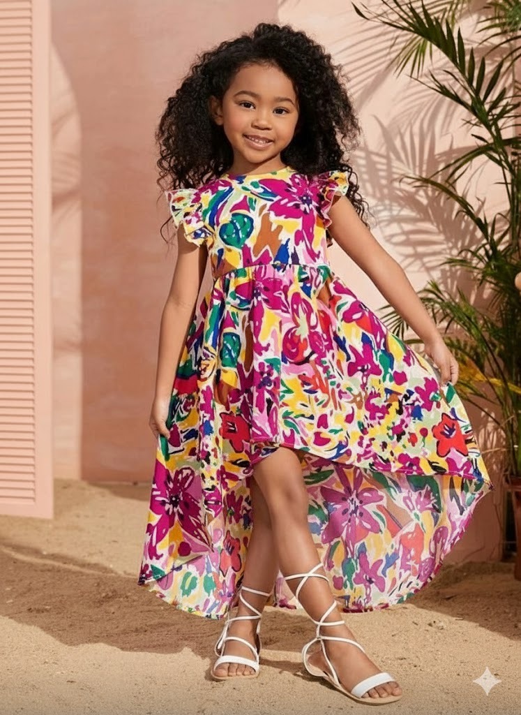 Robe enfant fleurie été