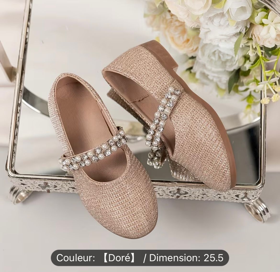 Ballerines dorées avec strass