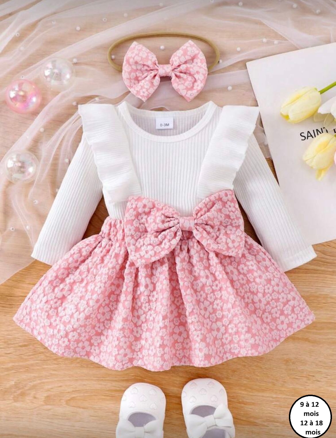 Robe bébé à nœud rose