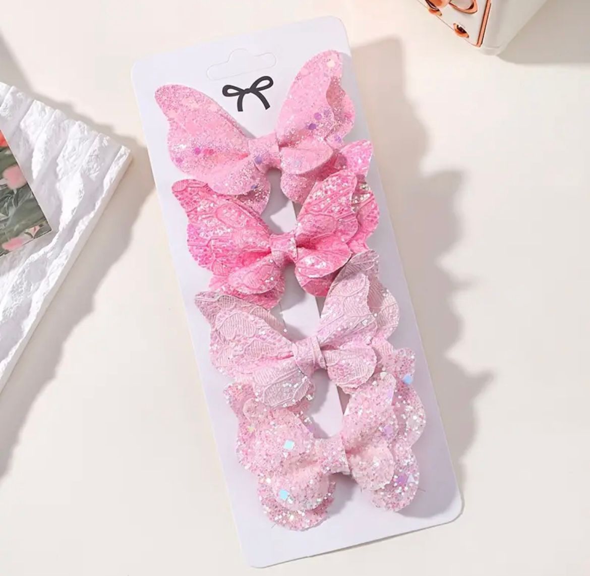 Lot de Barrettes Papillon Pailletées