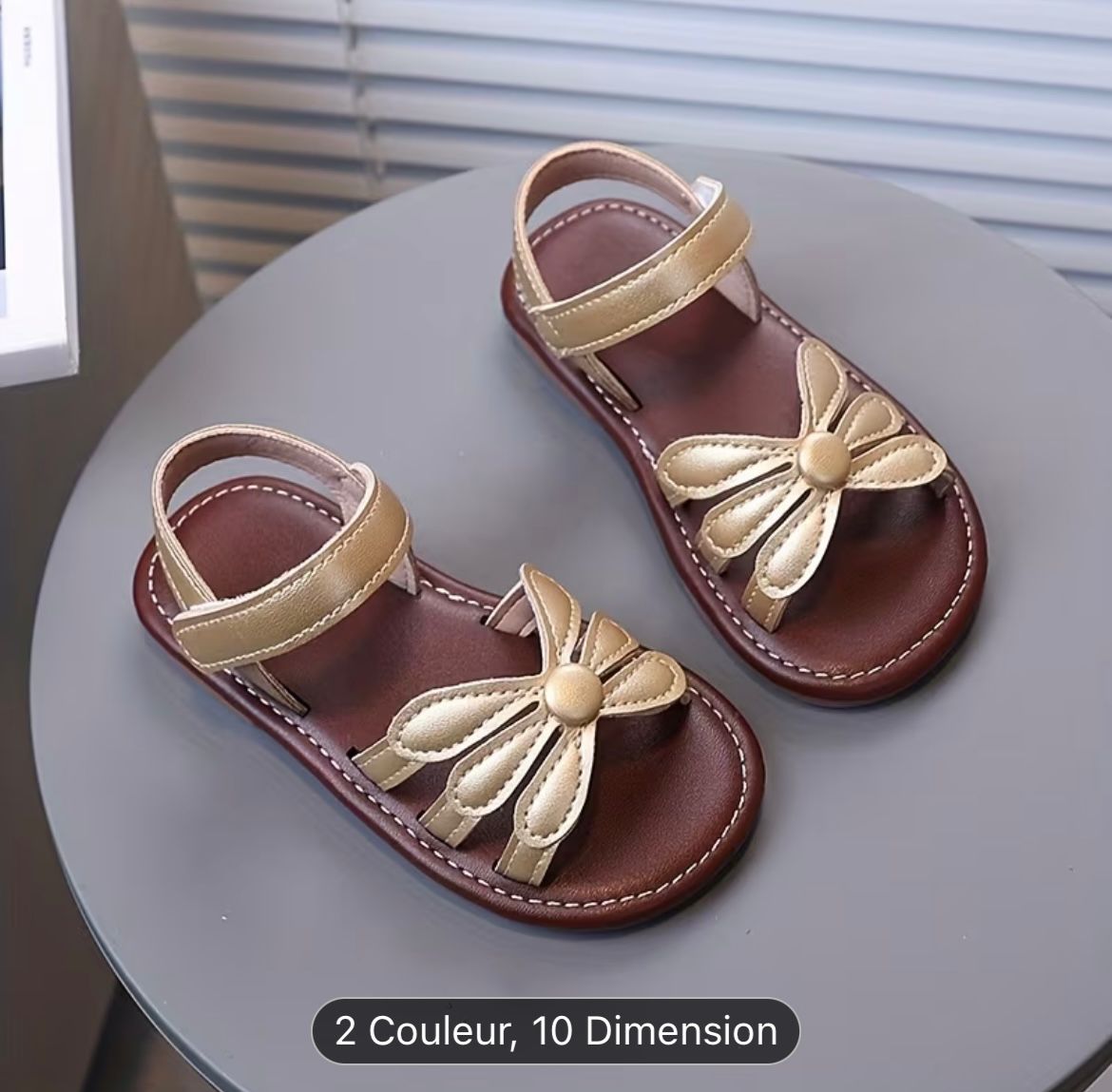 Sandales bébé fleur dorée