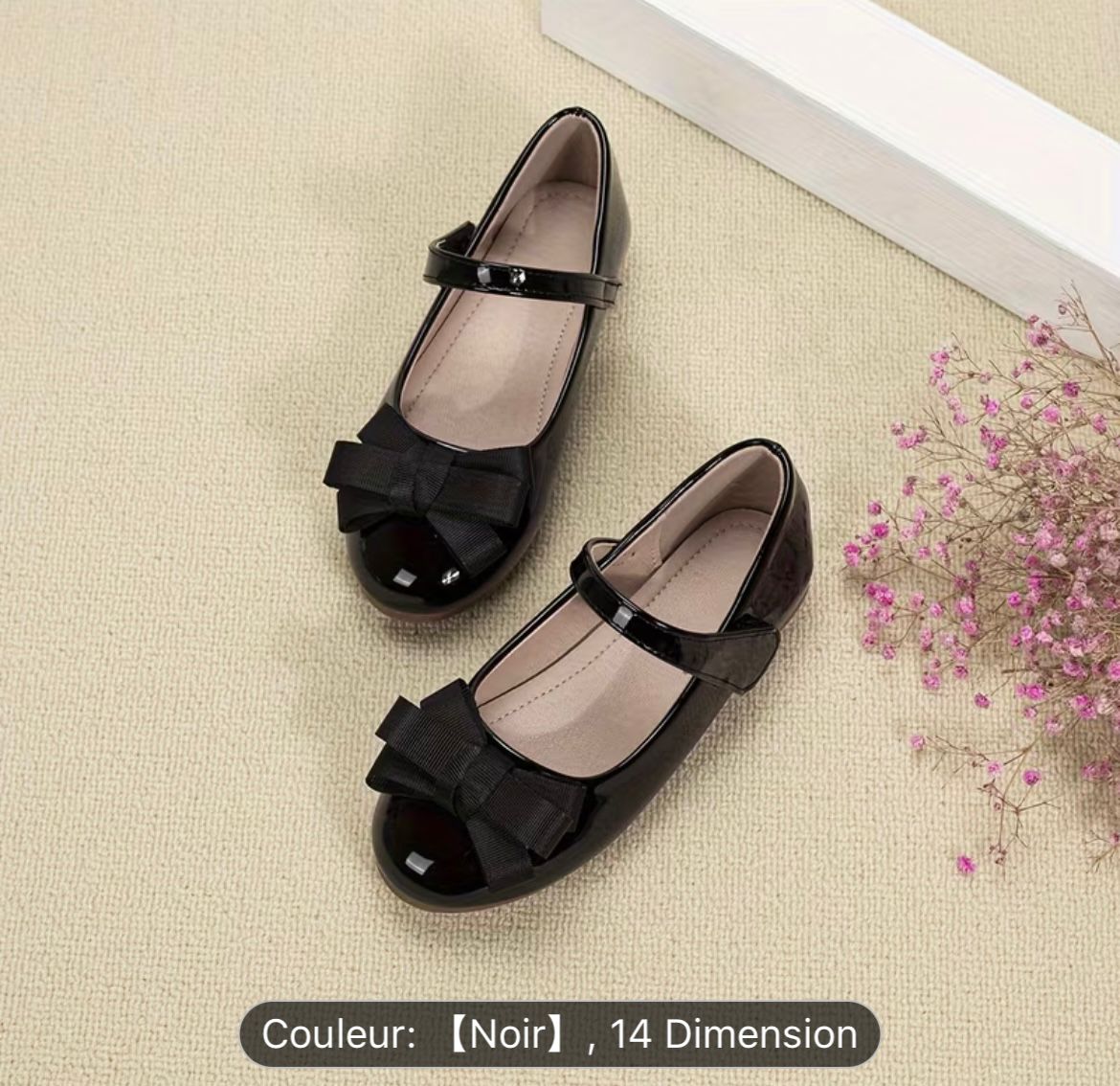 Chaussures bébé filles en cuir noir