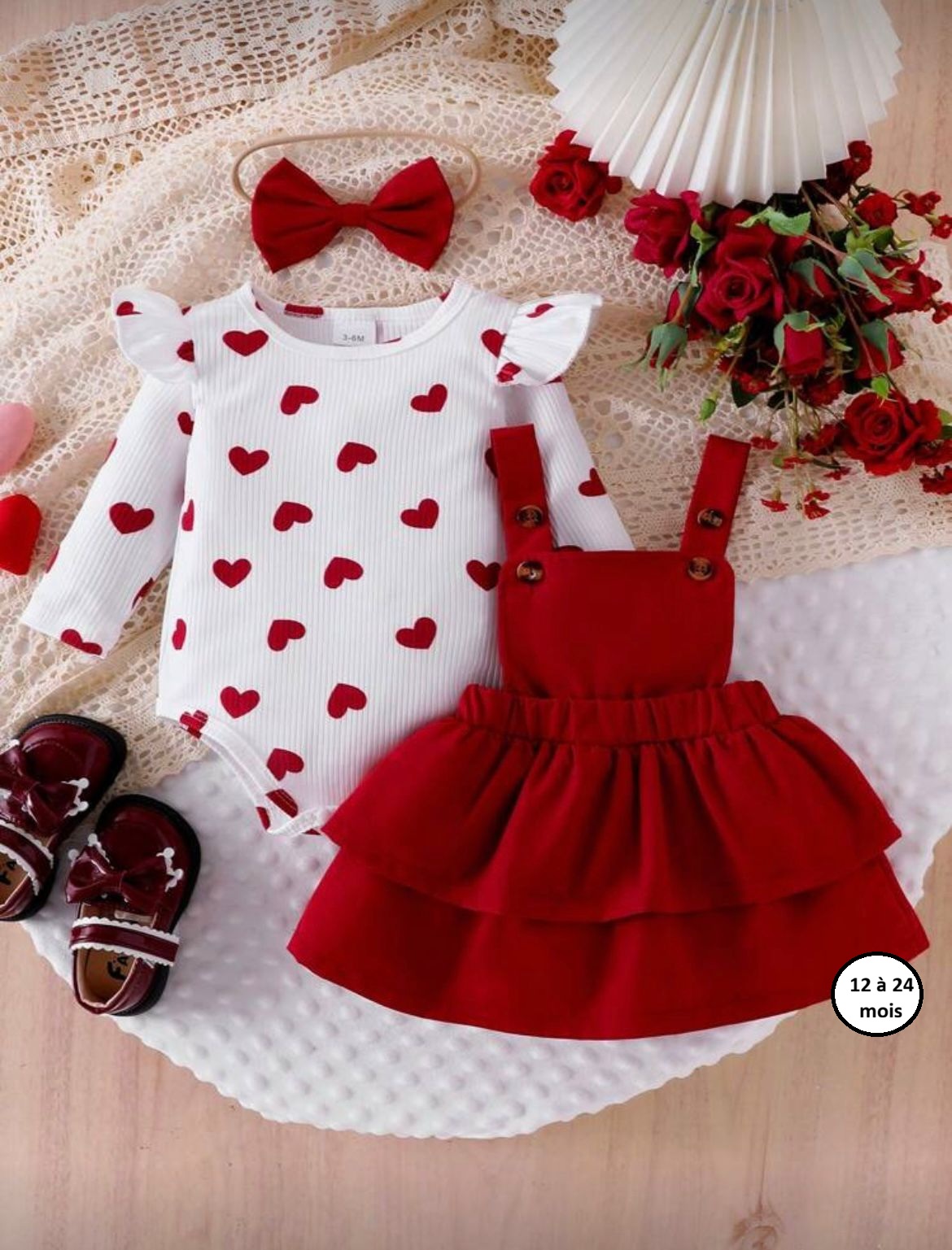 Ensemble Bébé Coeur Rouge