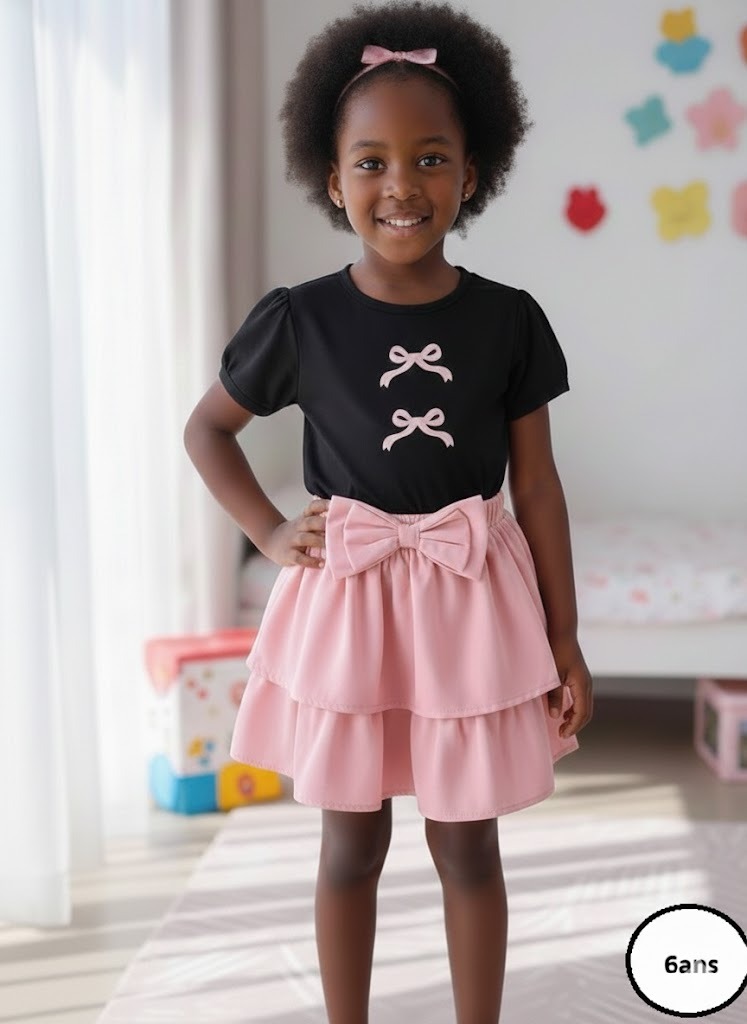 Ensemble jupe et haut avec accent à l’arc pour filles