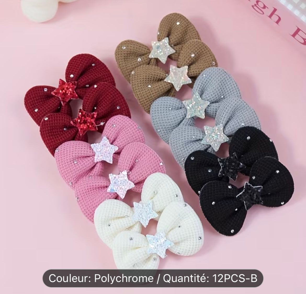 Lot de barrettes en tissu étoilé (12 PCS)