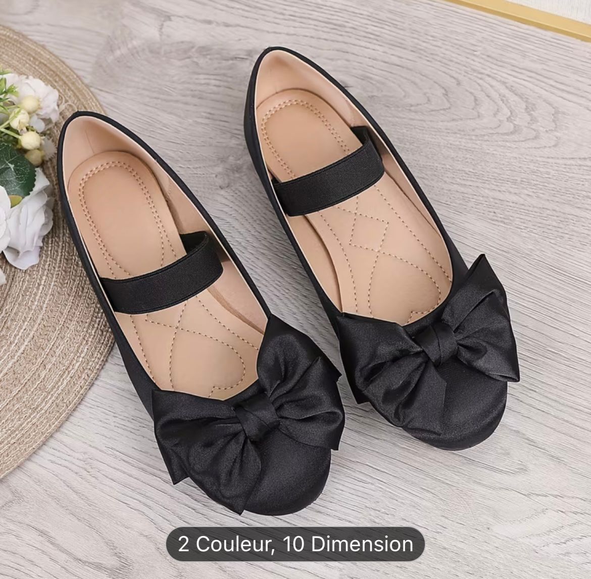 Ballerines Noires à Nœud