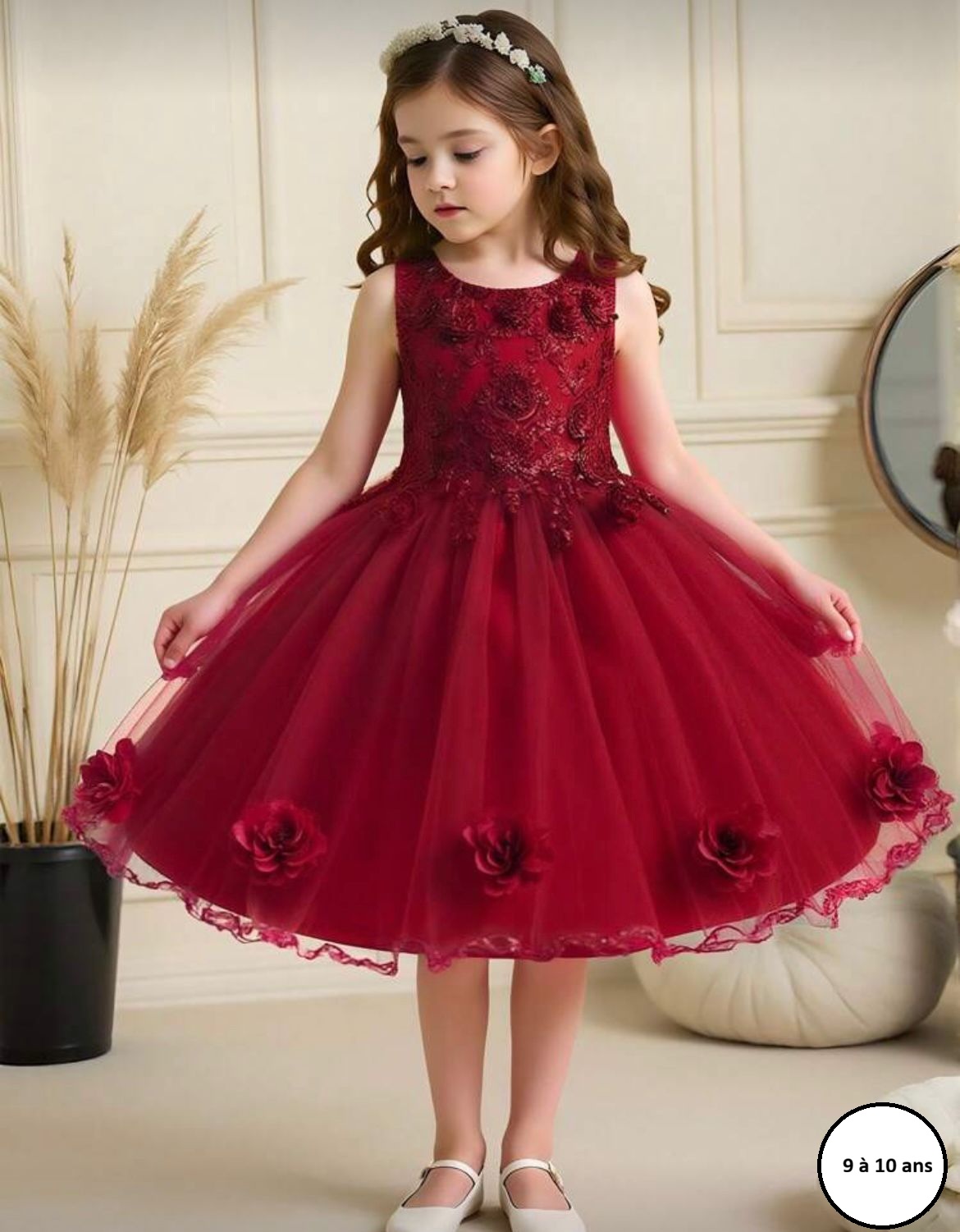 Robe de cérémonie enfant bordeaux
