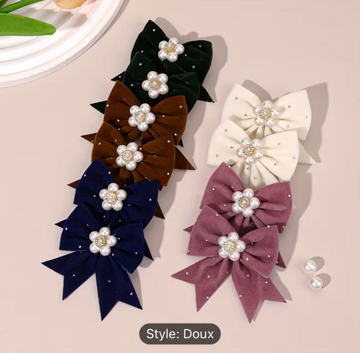 Barrettes nœud perlé