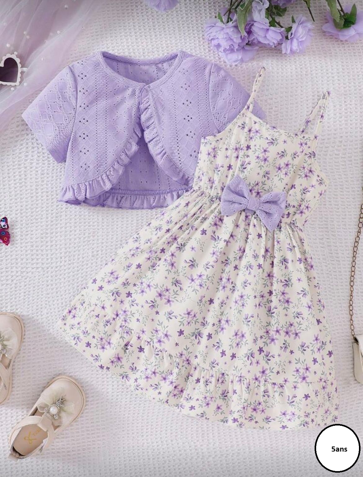 Robe Fille Fleurie Lavande