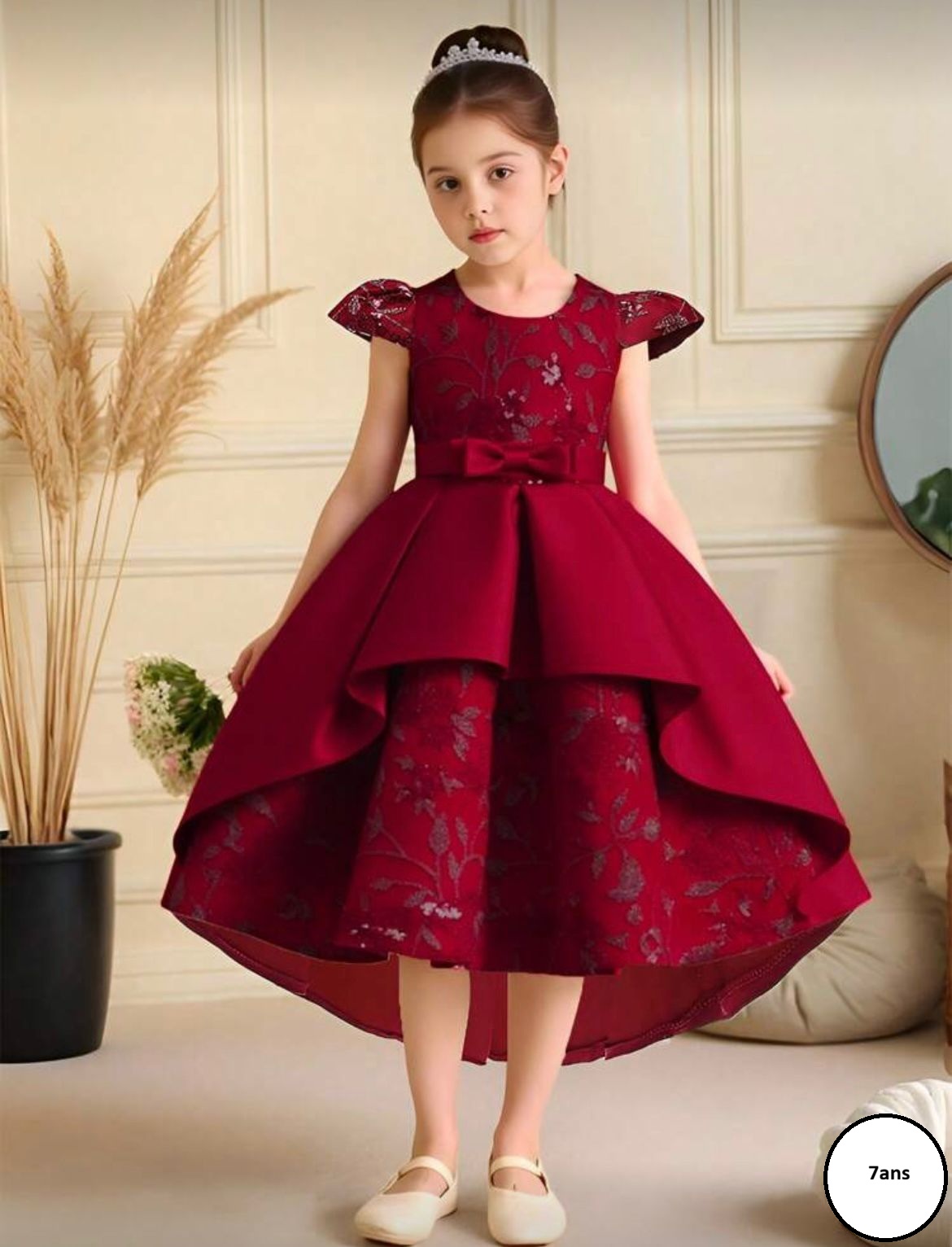 Robe de princesse bordeaux enfant