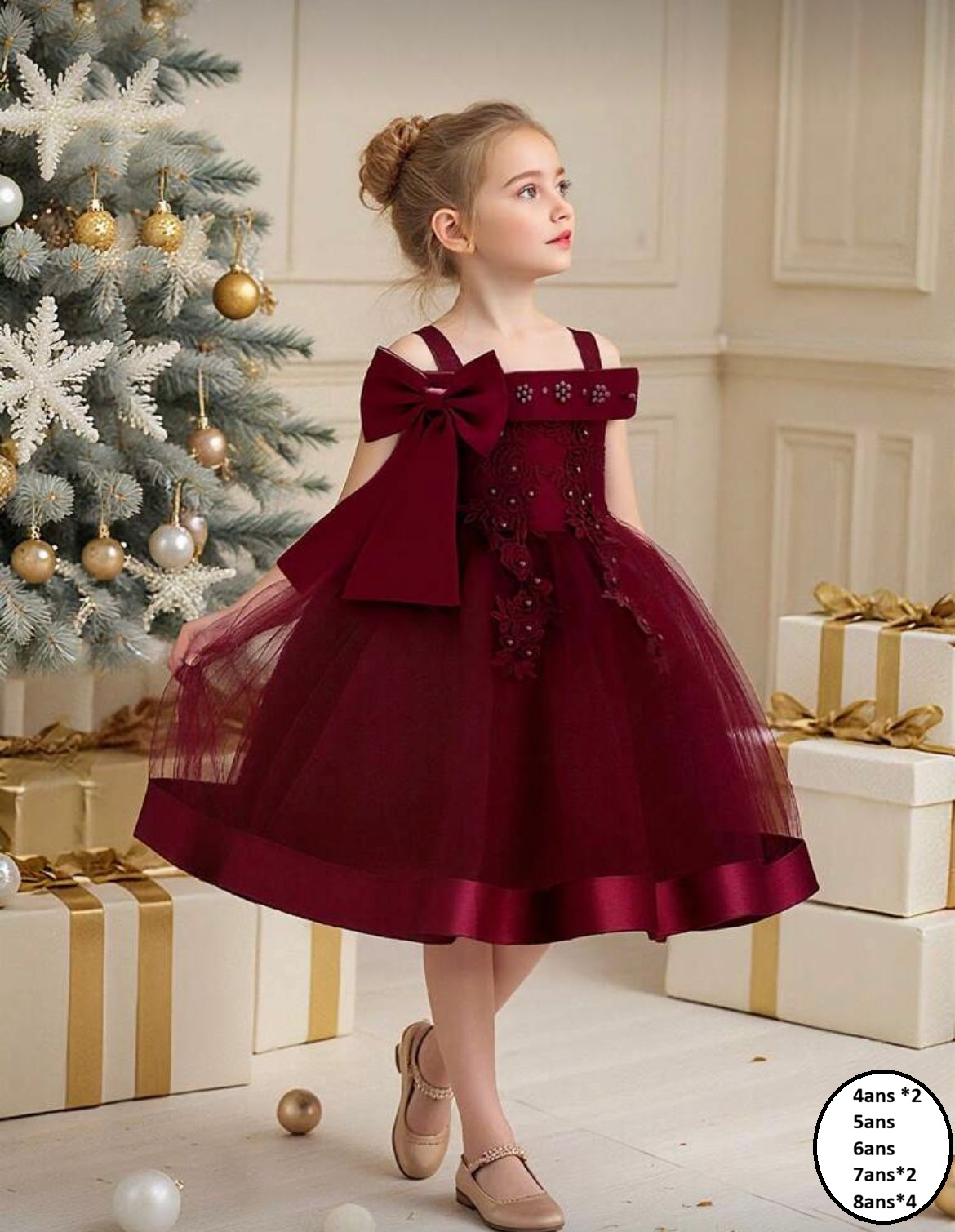 Robe de fête bordeaux pour fille