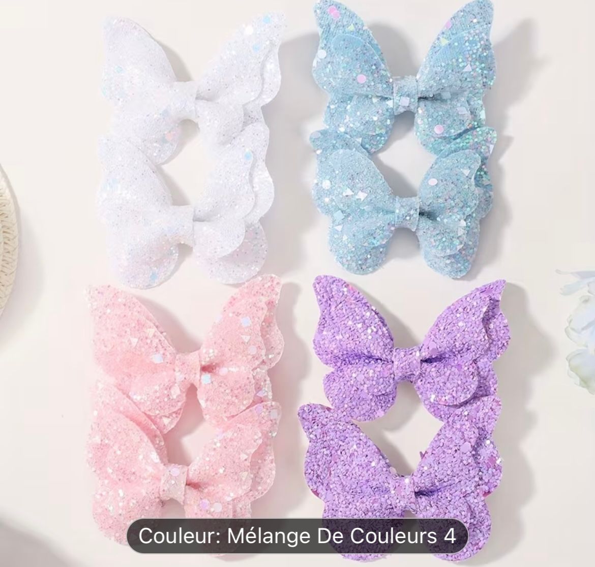 Lots de Barrettes Papillon Pailletées