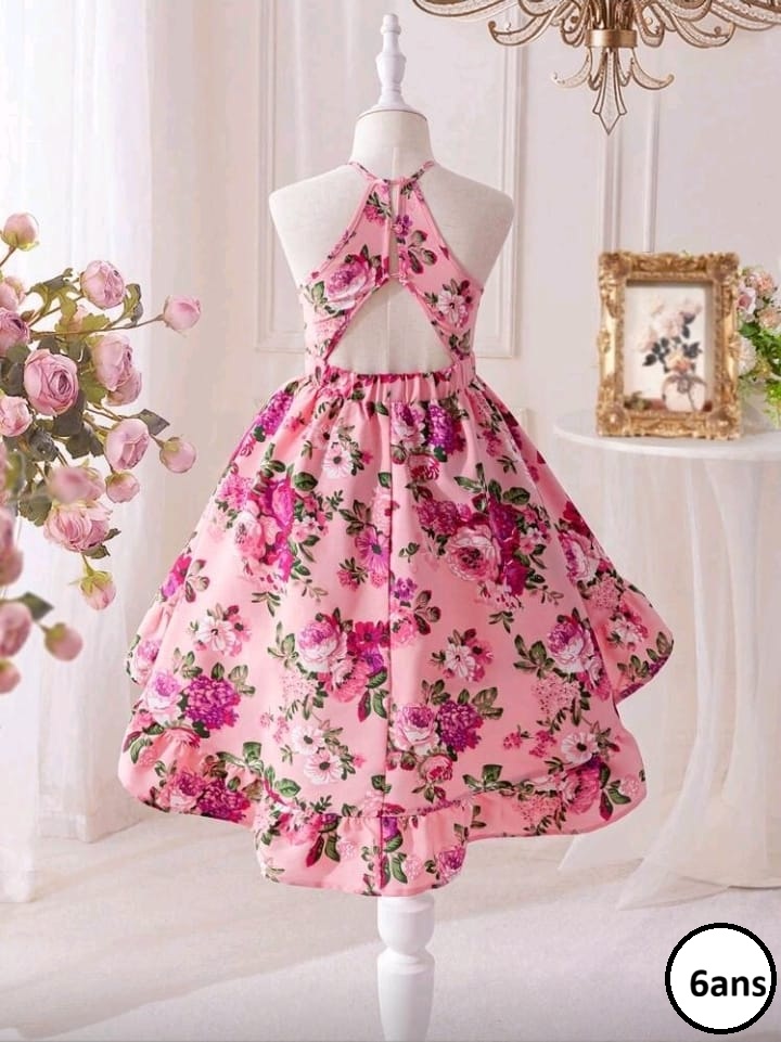 Robe rose fleurie pour fille