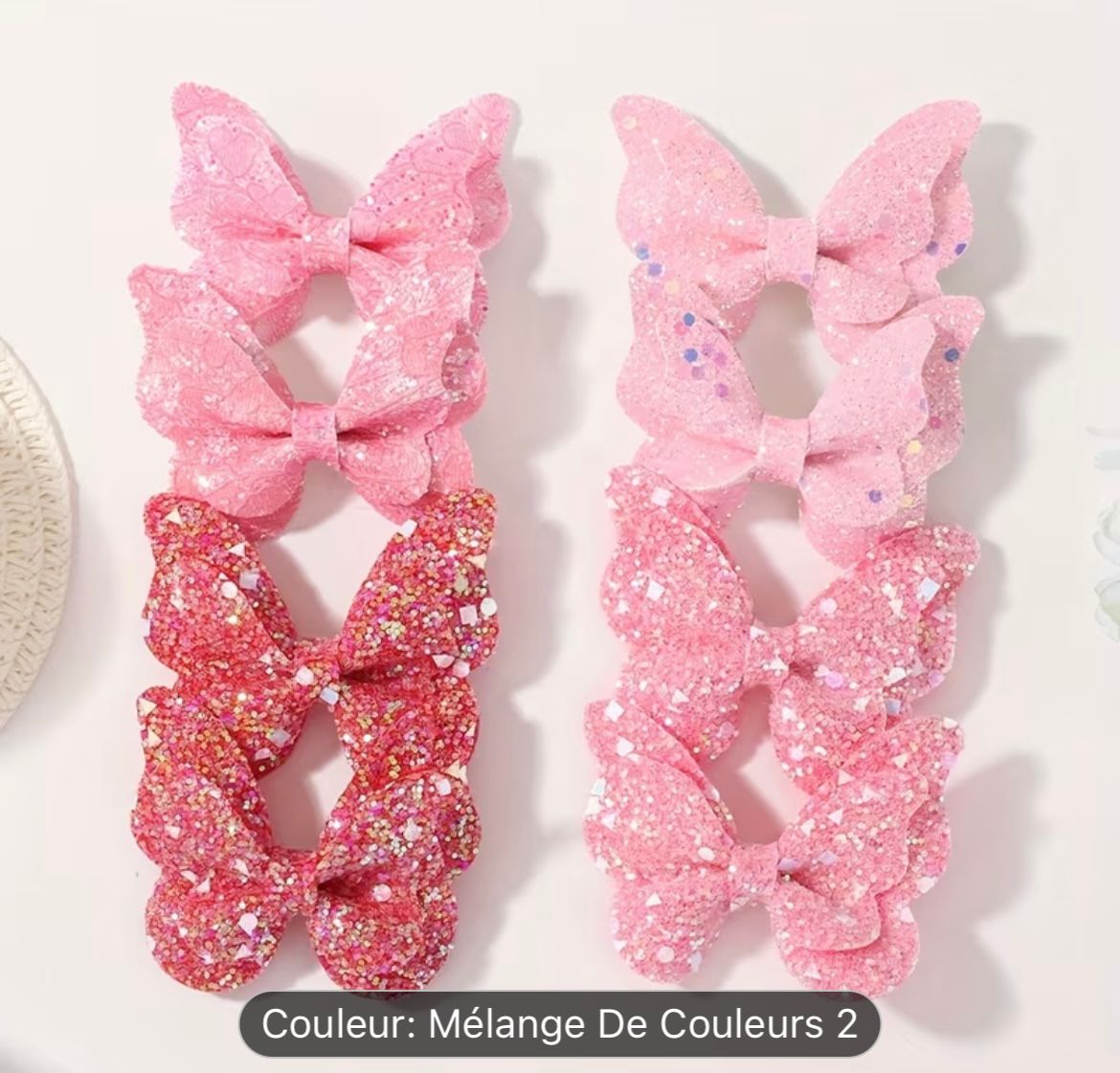 Lots de Barrettes Papillon Pailletées