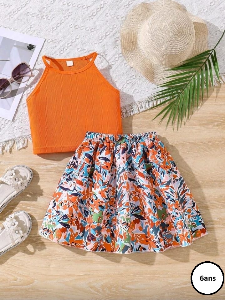 Ensemble été fille orange