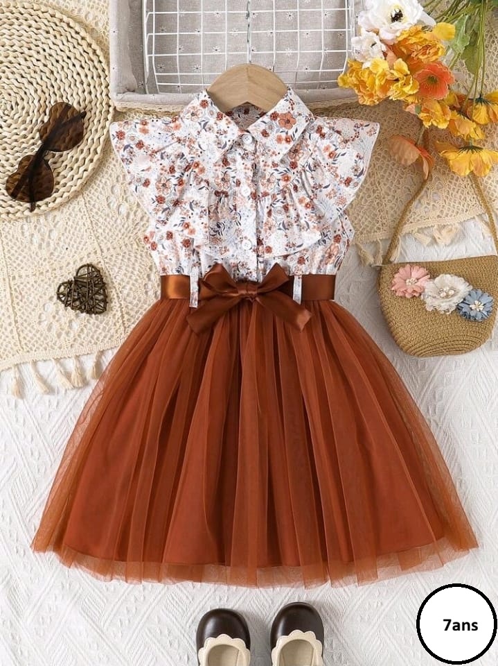 Robe fleurie avec jupe en tulle