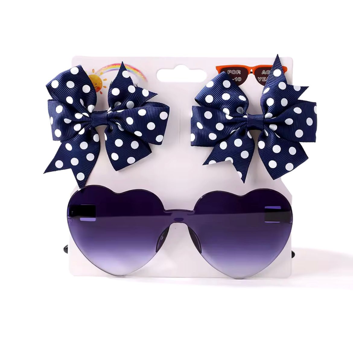 Lunettes cœur enfant + barrettes pois