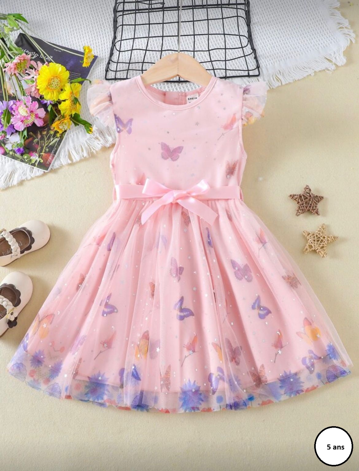 Robe papillon rose enfant