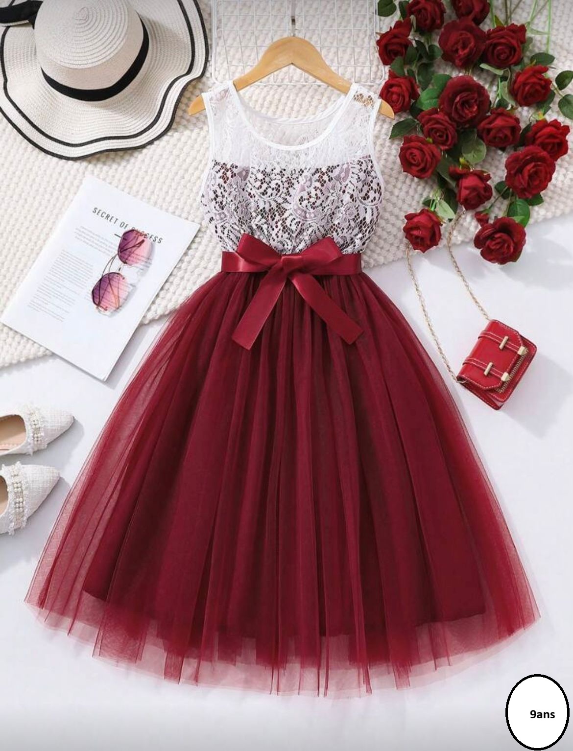 Robe Tulle Enfant Bordeaux