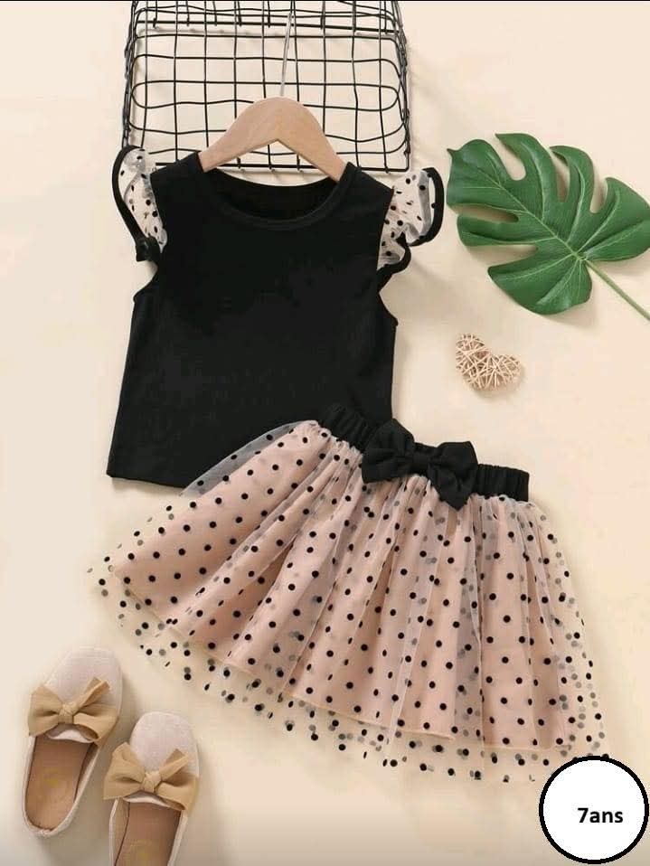 Ensemble robe fille à pois