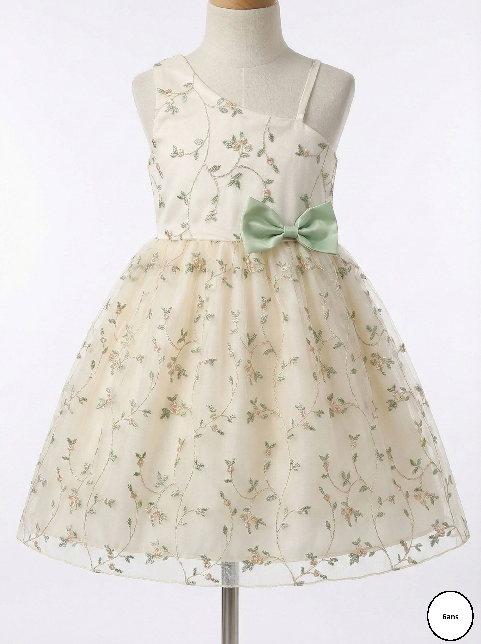 Robe fille fleurie ivoire