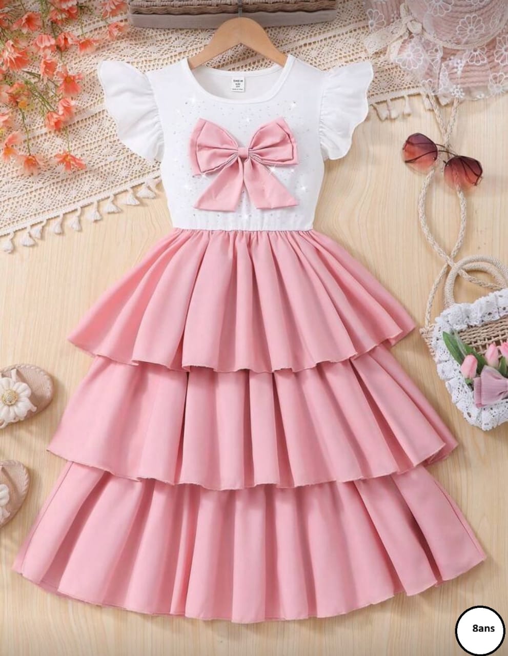 Robe à volants rose pour fille