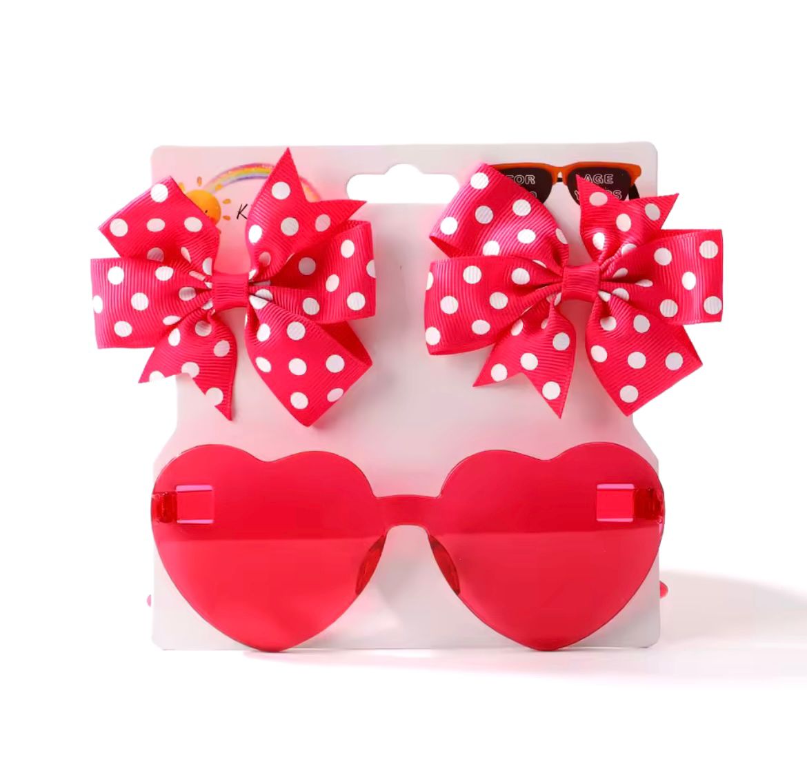 Lunettes cœur enfant + barrettes pois