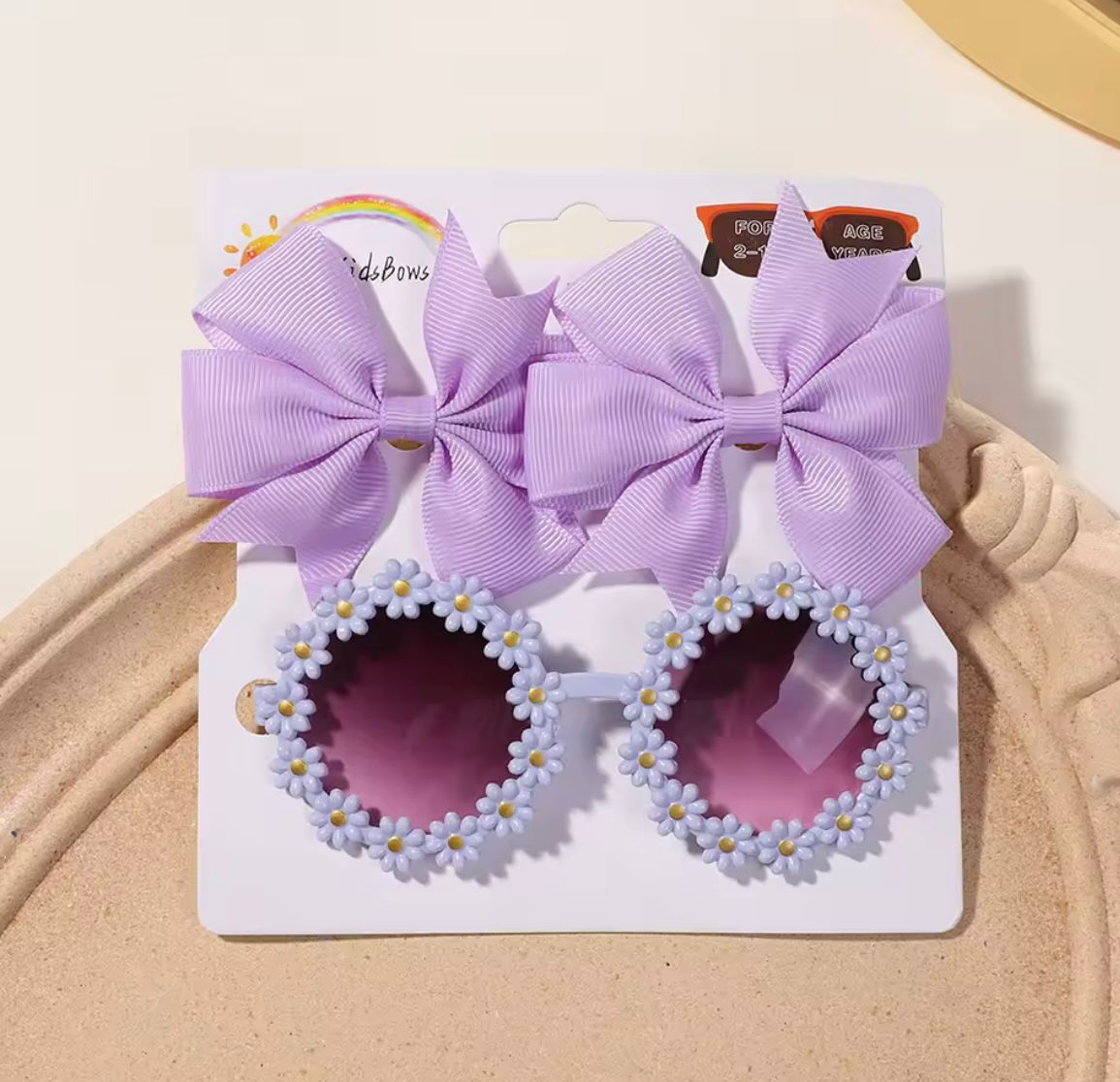 Ensemble de Lunettes fleurs roses et barrette à pince 