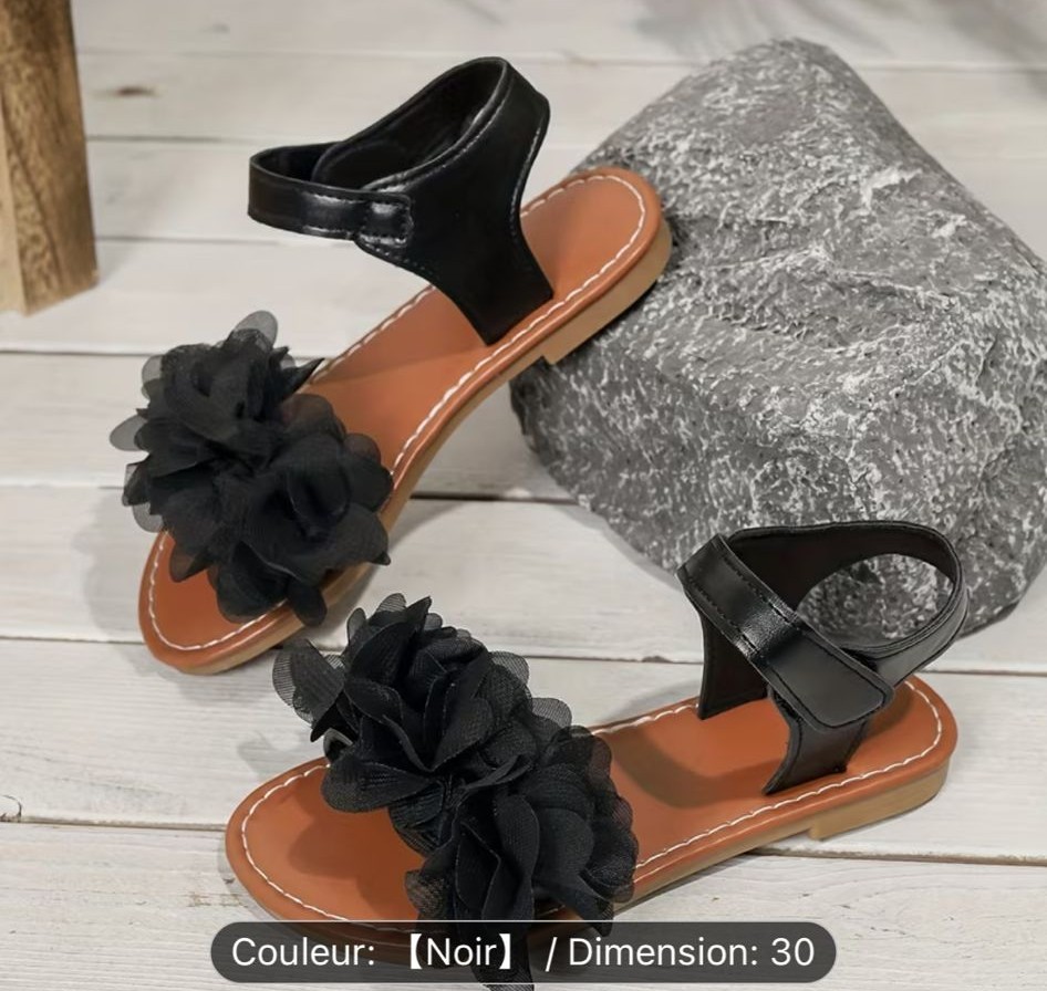 Sandales Fleurs Noires