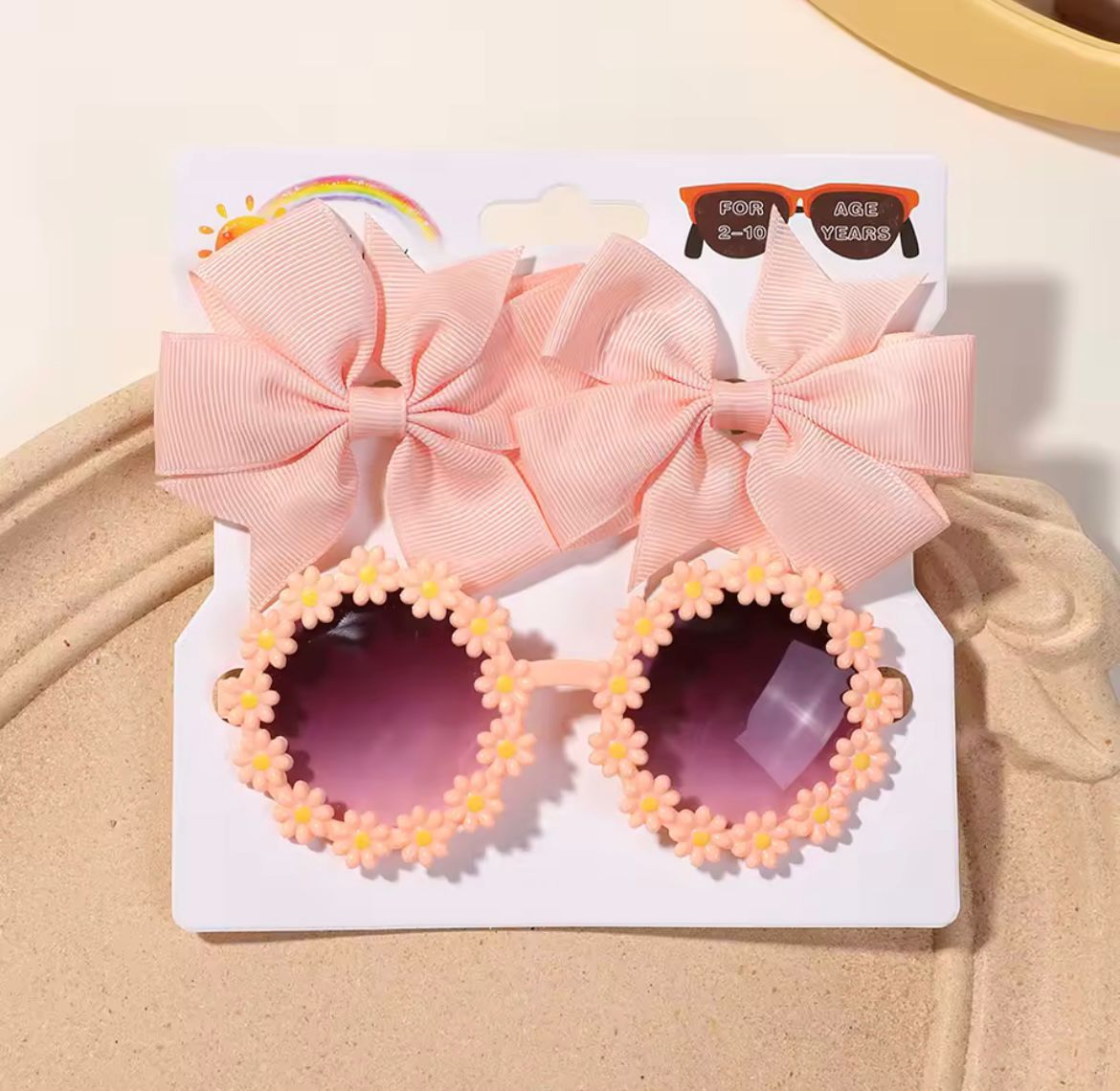 Ensemble de Lunettes fleurs roses et barrette à pince 
