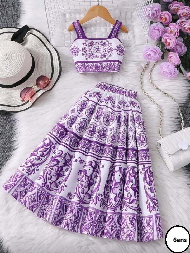 Ensemble de robe sans manches imprimé rose