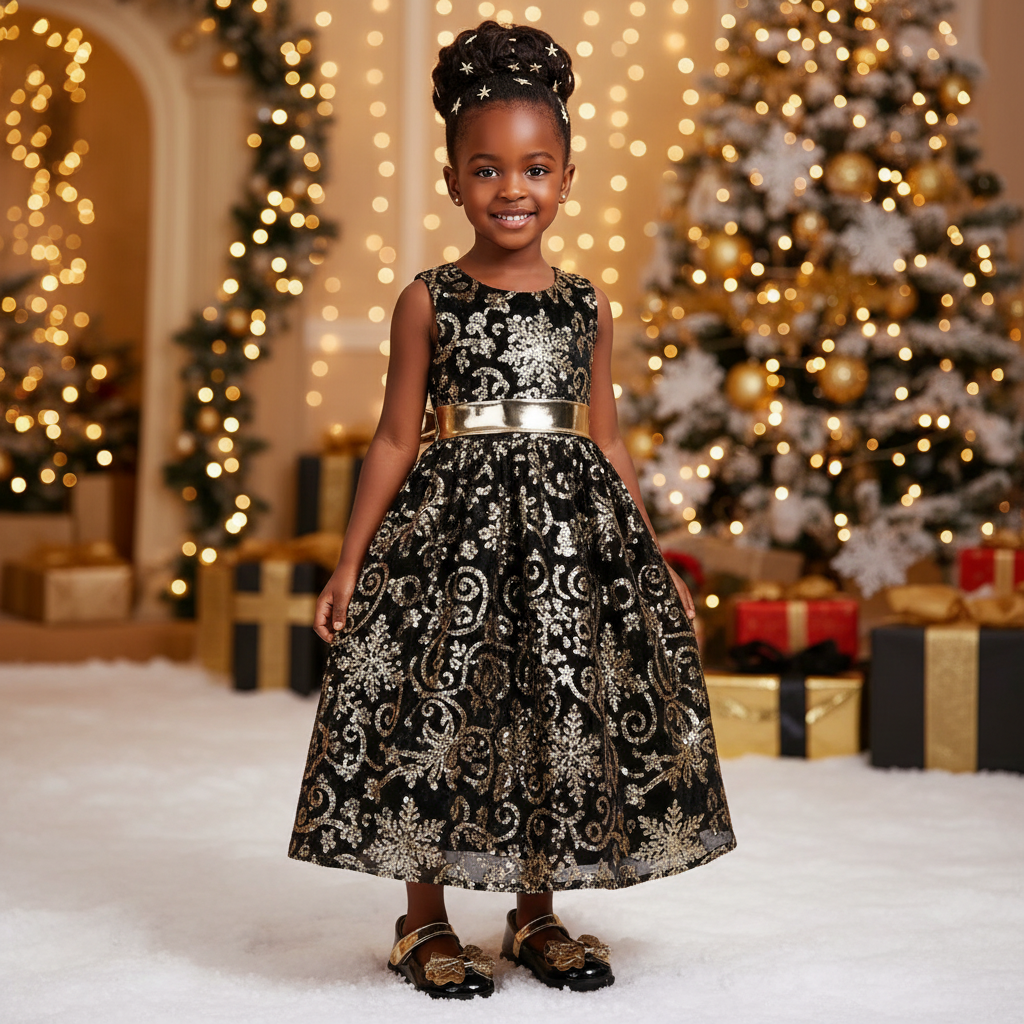 Ballerines Enfant Noir et Doré