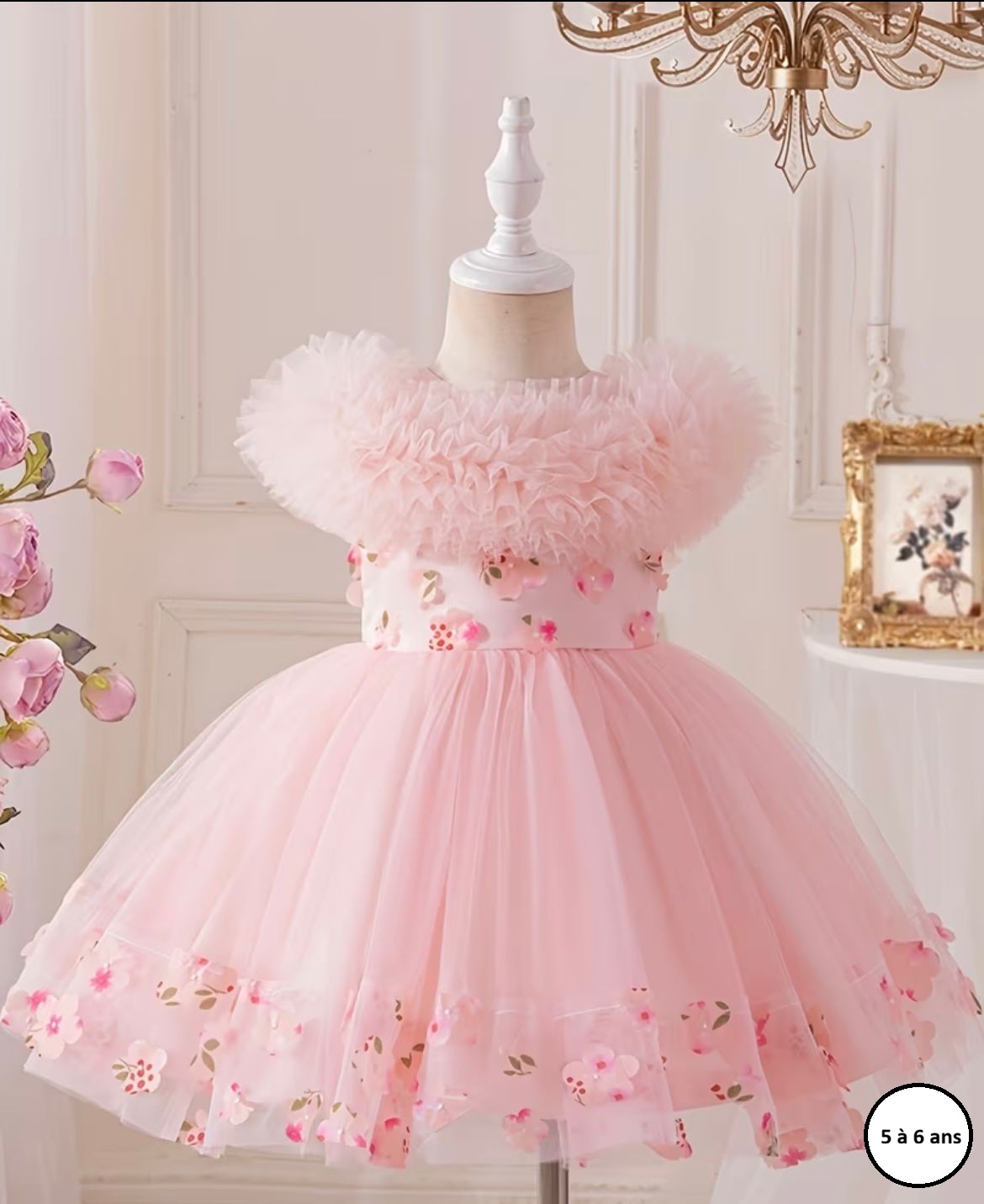 Robe princesse rose enfant 5-6 ans