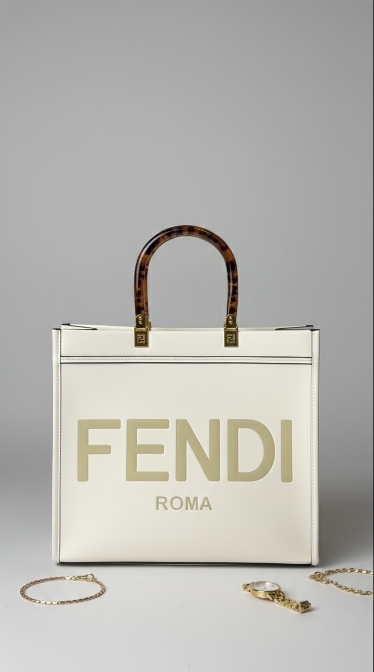 Fendi Roma White Tote Bag
