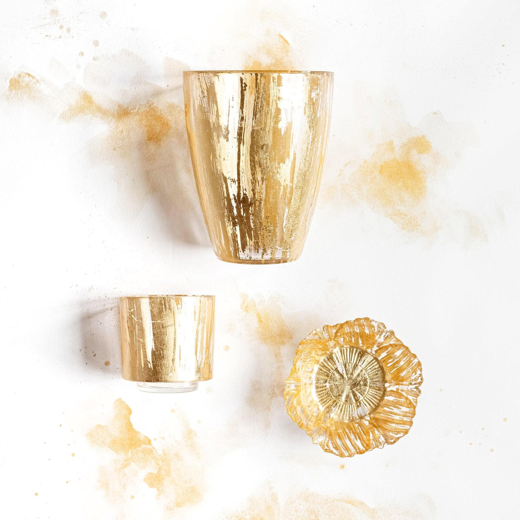 Vietri Rufolo Glass Gold Flower Bowl