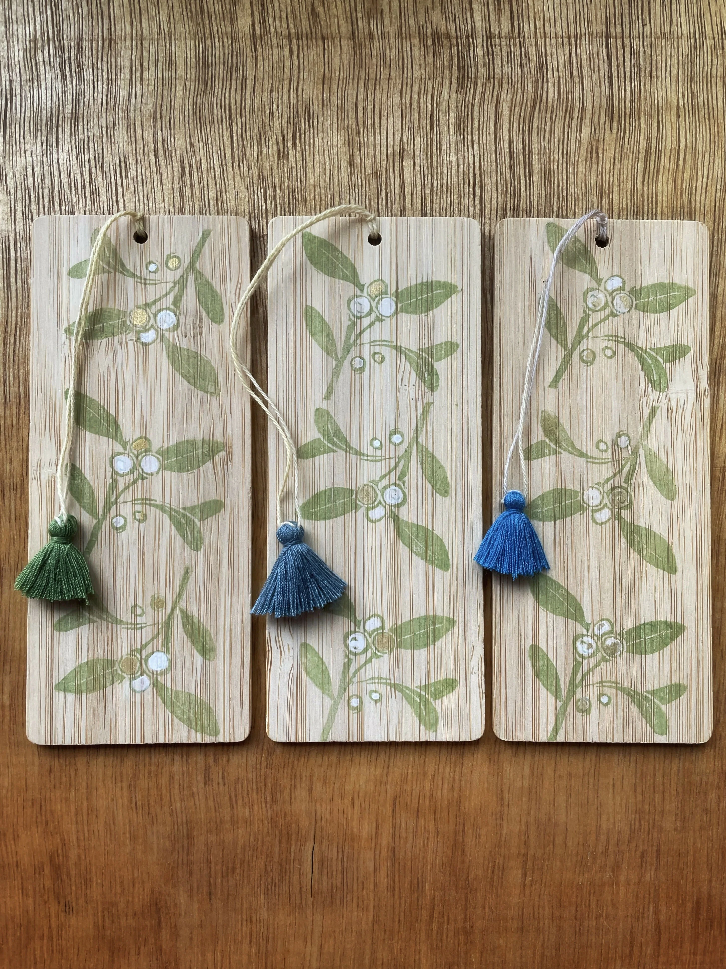 Hand printed wooden bookmark