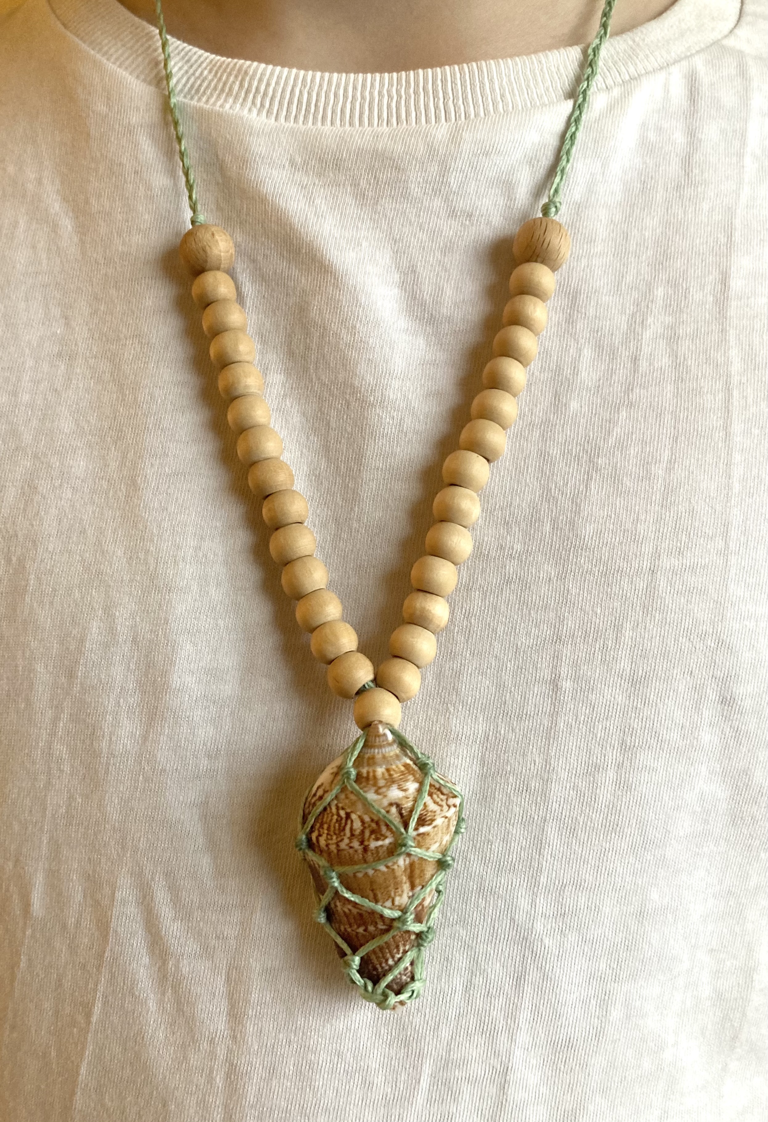Handmade macrame shell necklace