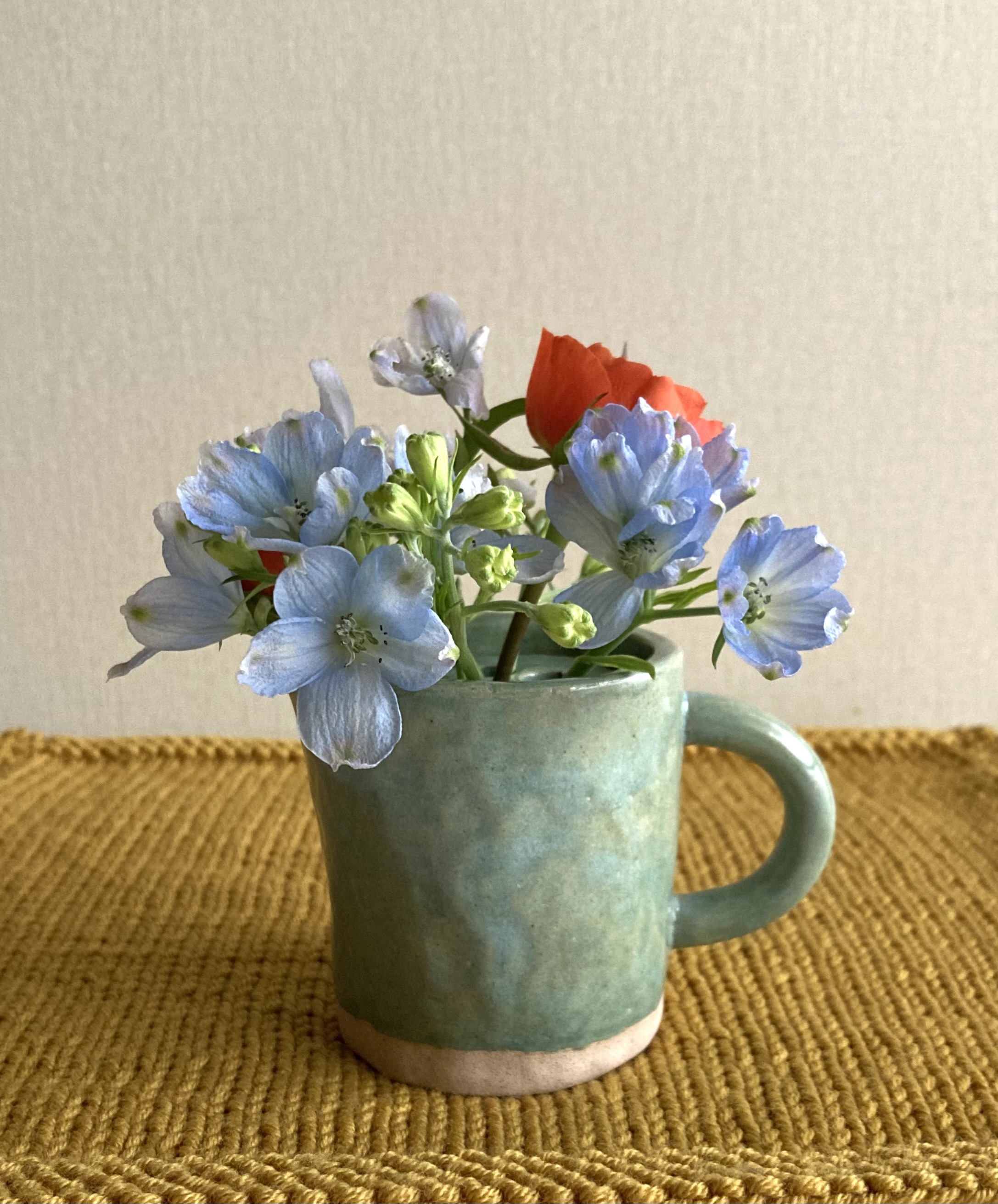 Small handmade flower bud jug vase