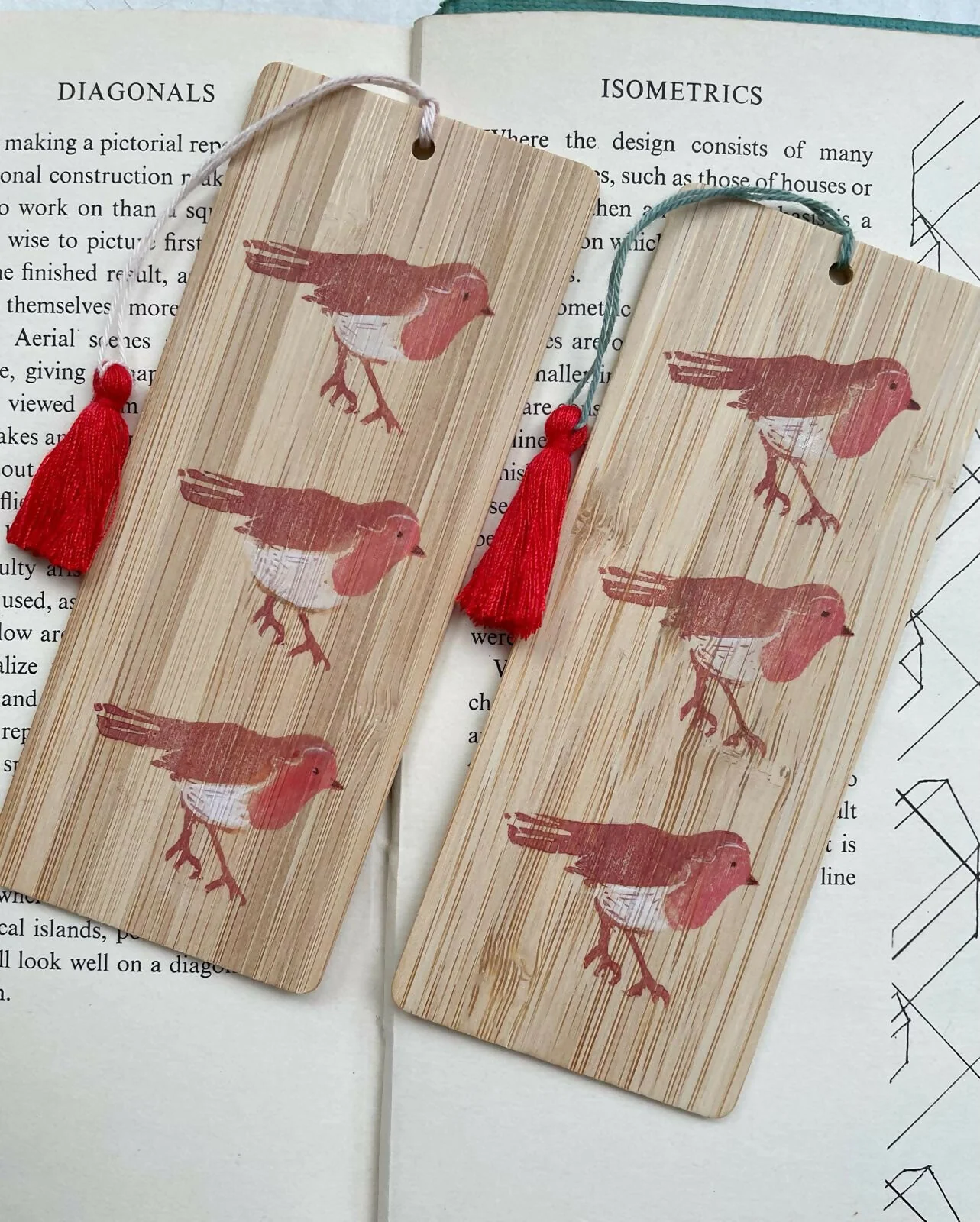 Hand printed wooden bookmark