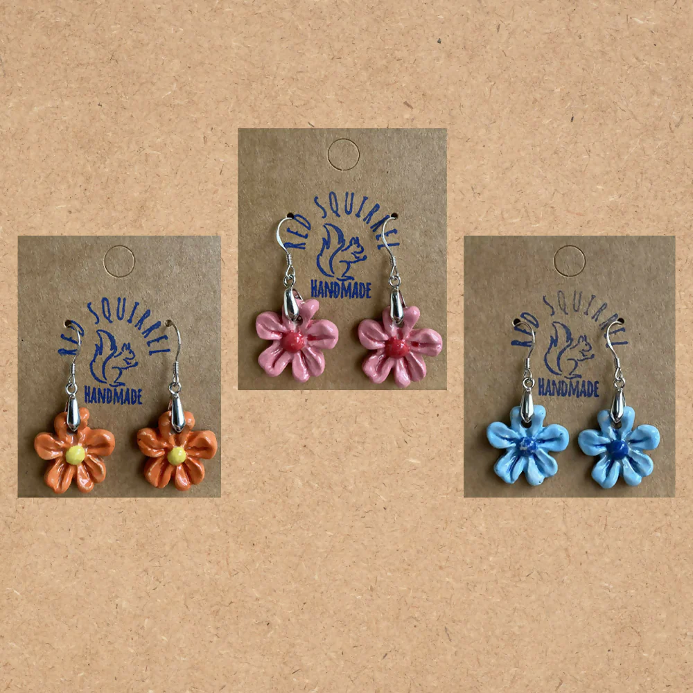 Handmade ceramic flower earrings