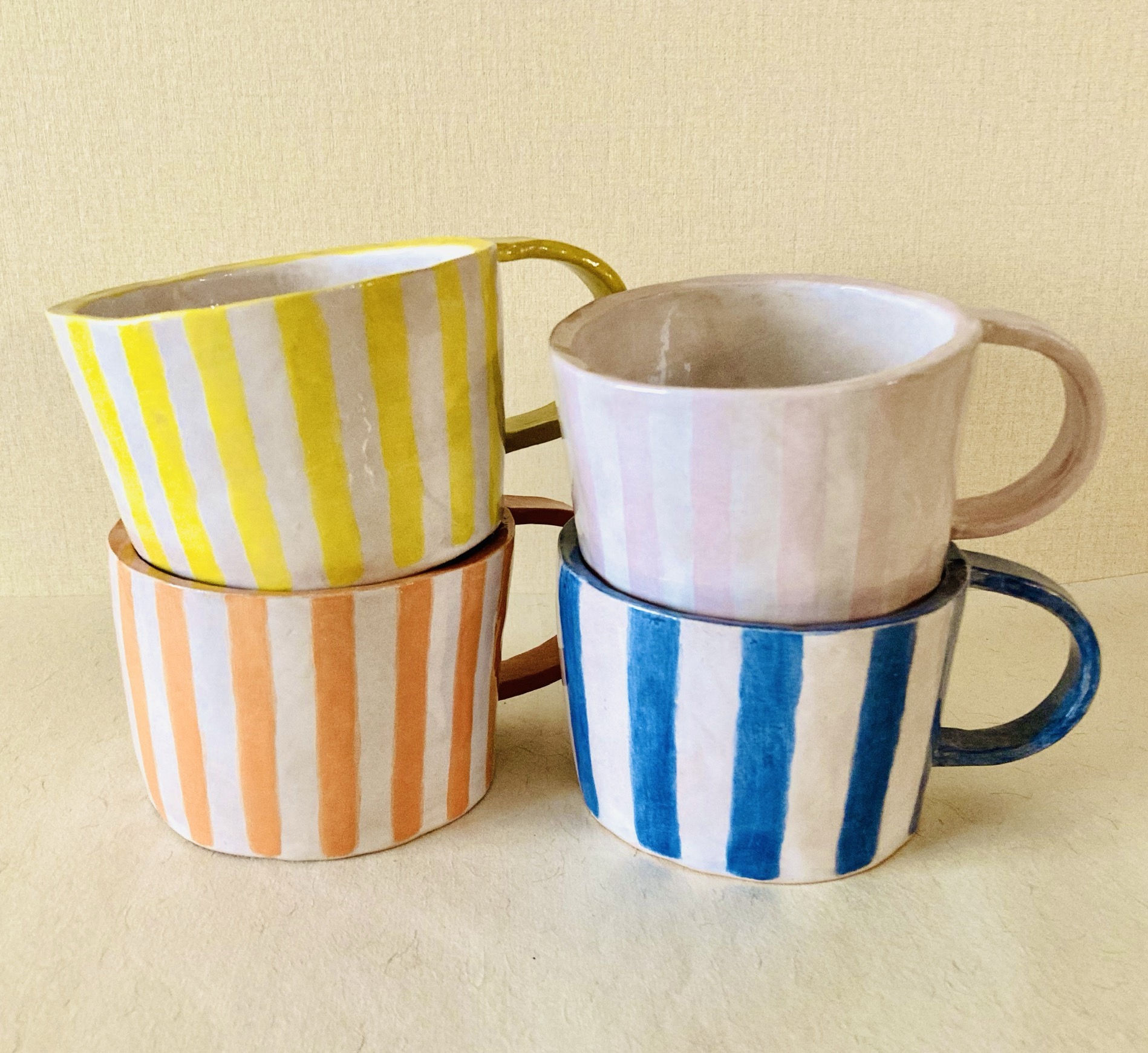 Handmade striped mug