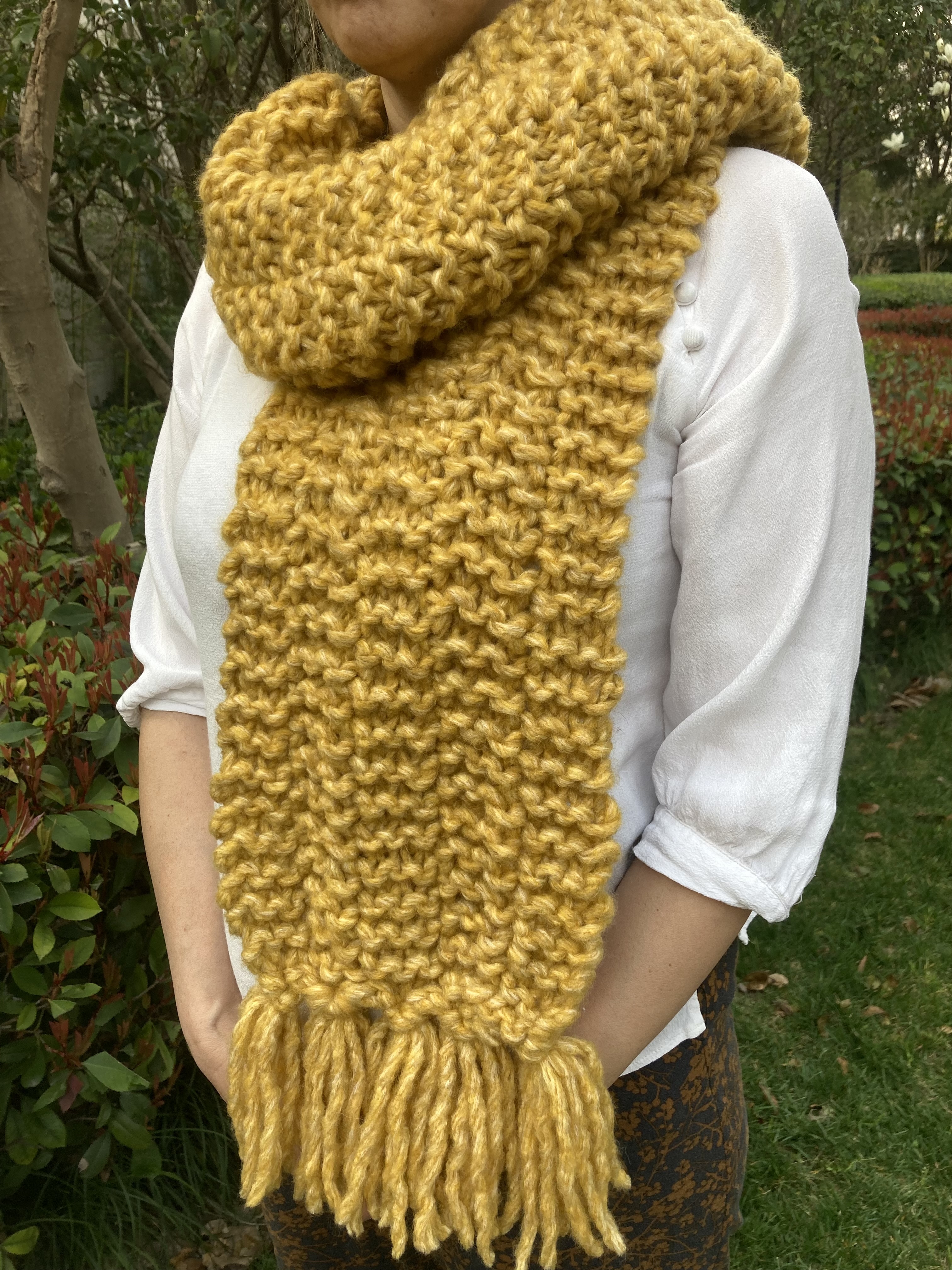 Hand knitted super chunky scarf