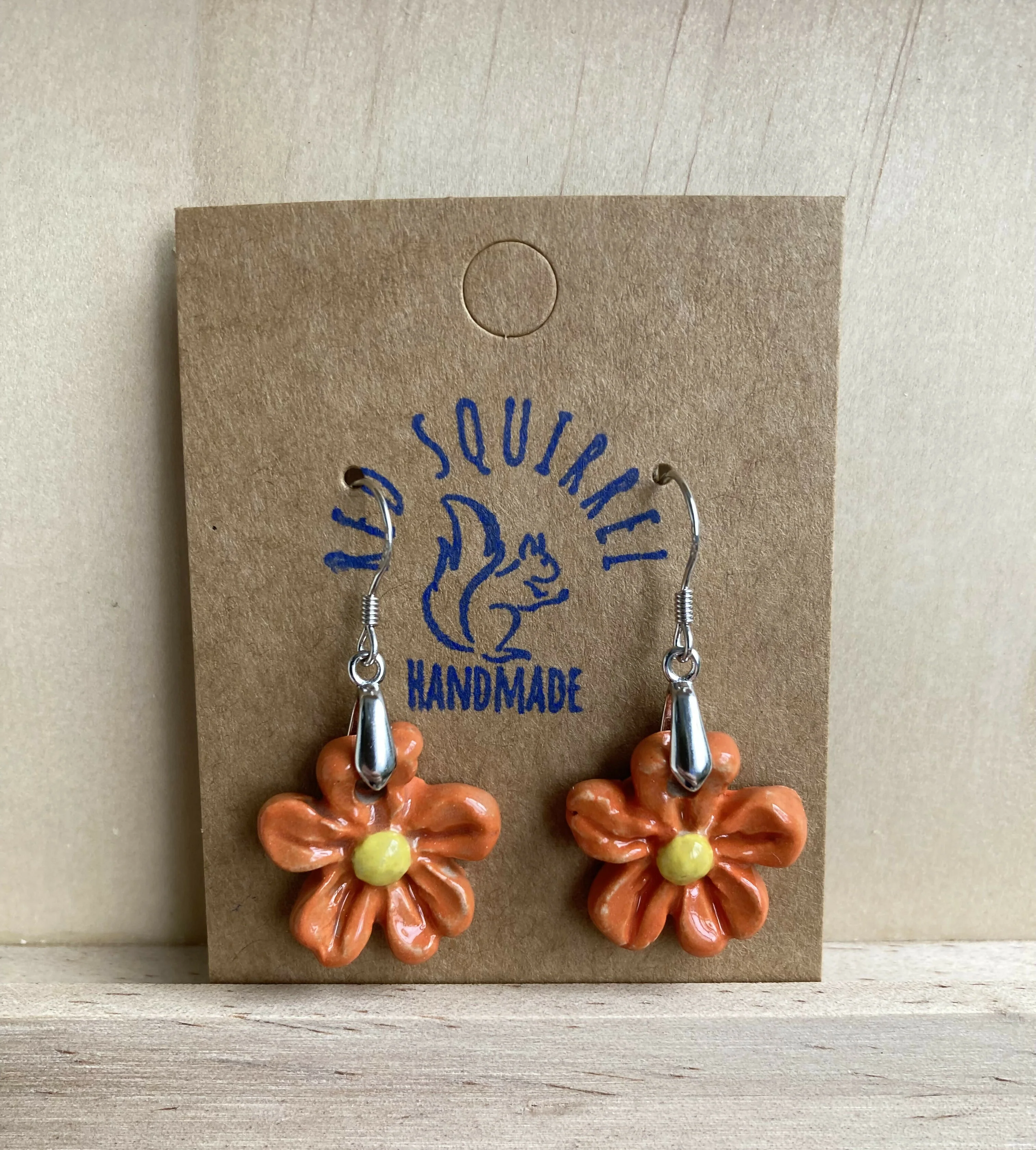 Handmade ceramic flower earrings