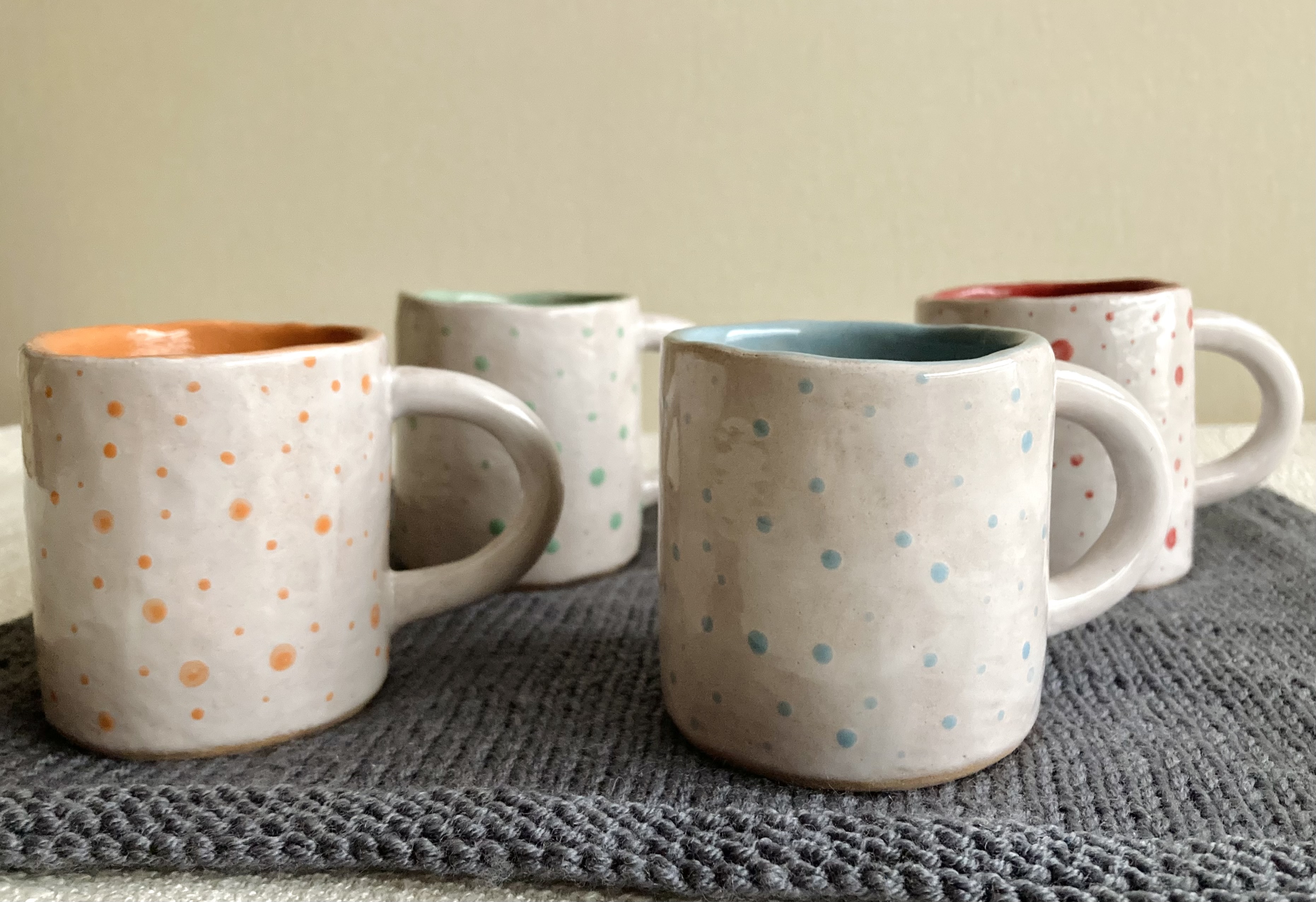 Hand pinched set of 4 espresso cups