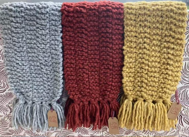 Hand knitted super chunky scarf