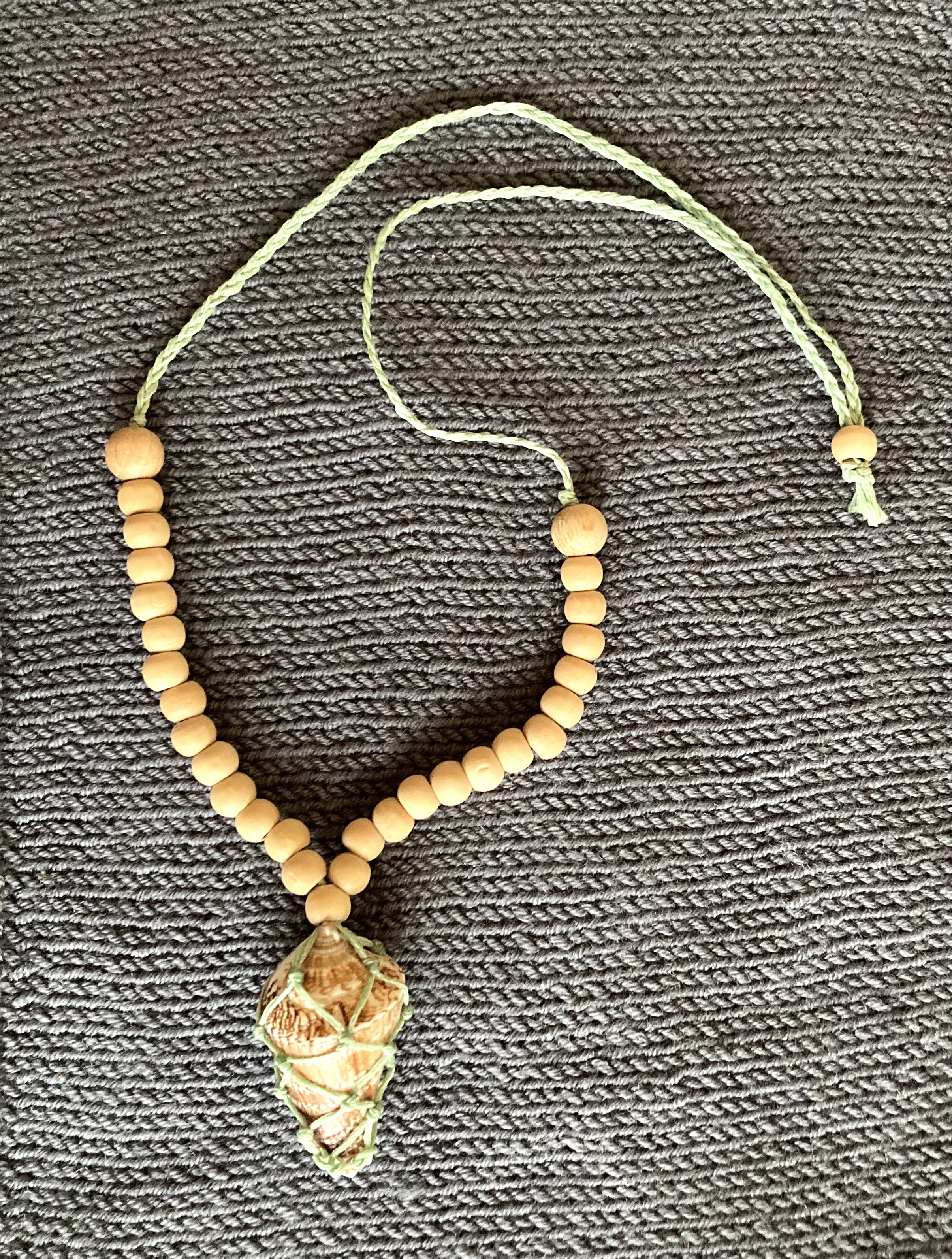 Handmade macrame shell necklace
